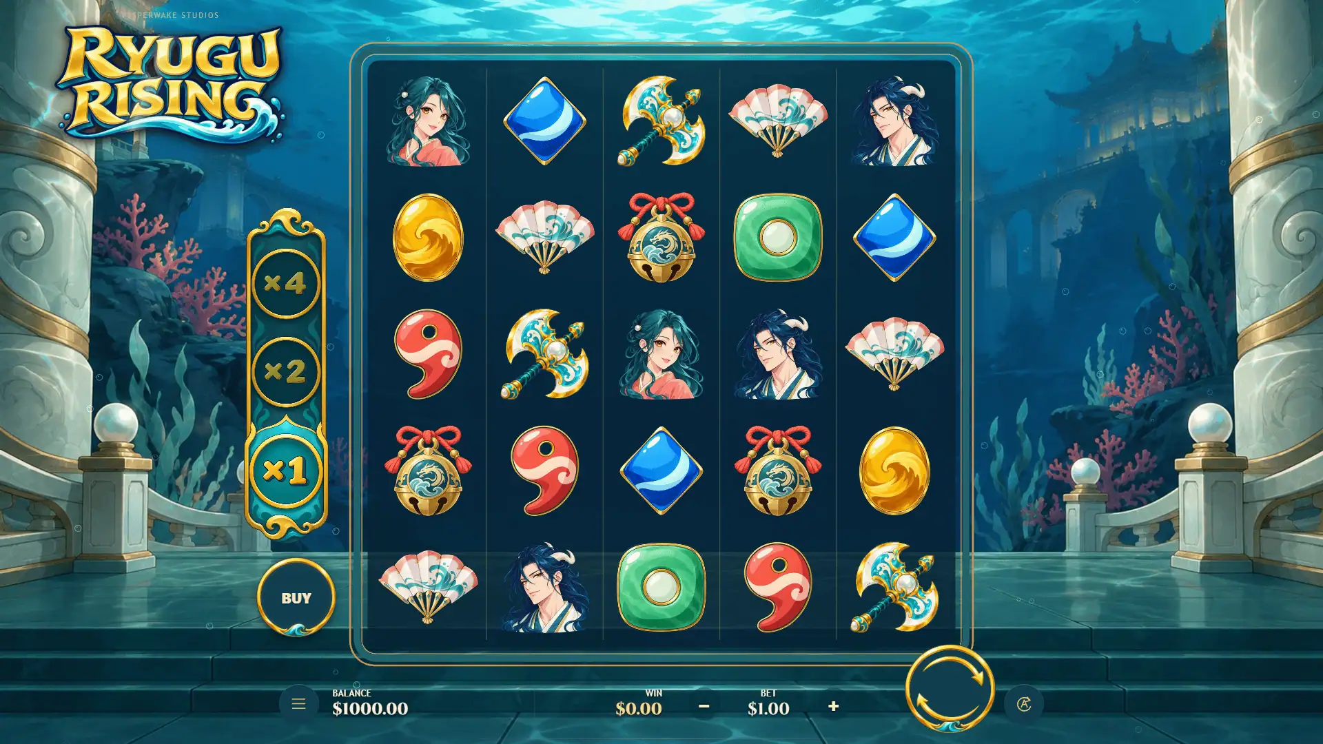 Ryugu Rising slot gameplay reels