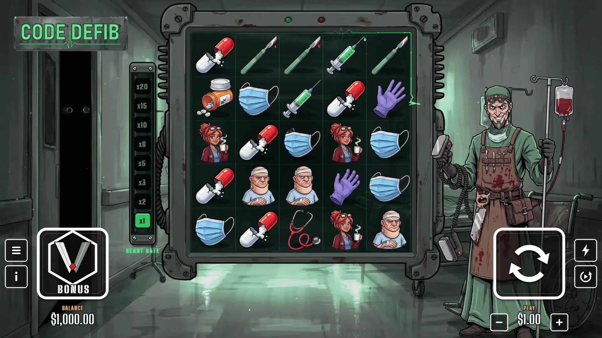 Code Defib slot gameplay reels