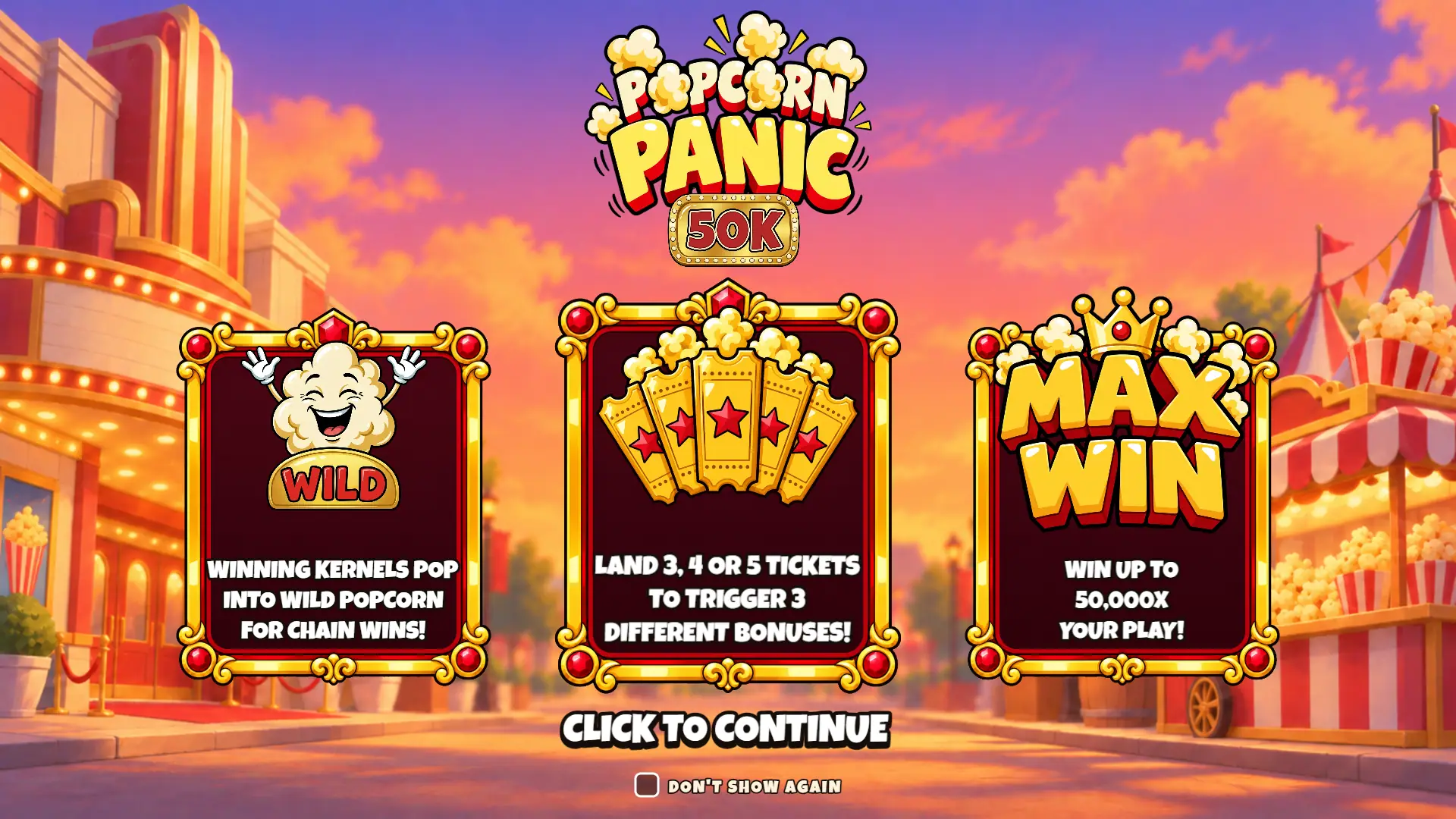Popcorn Panic slot intro screen