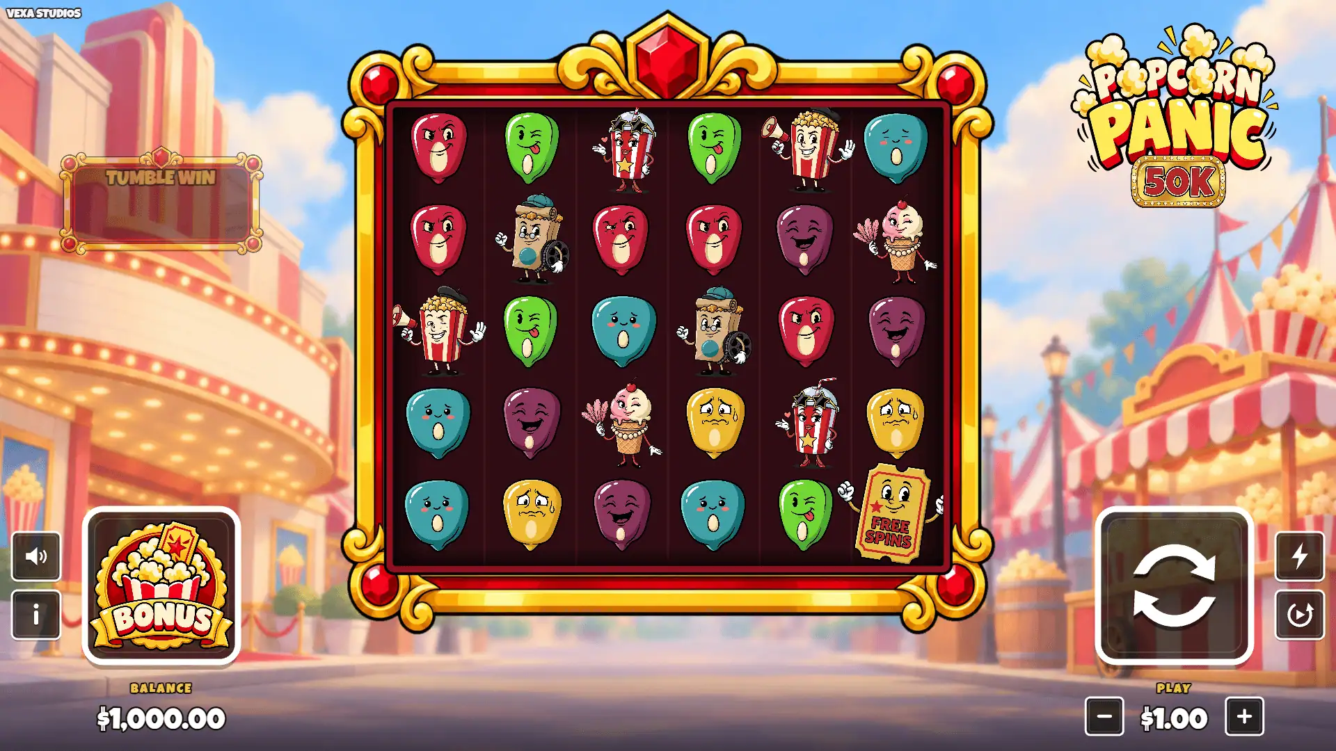 Popcorn Panic slot gameplay reels