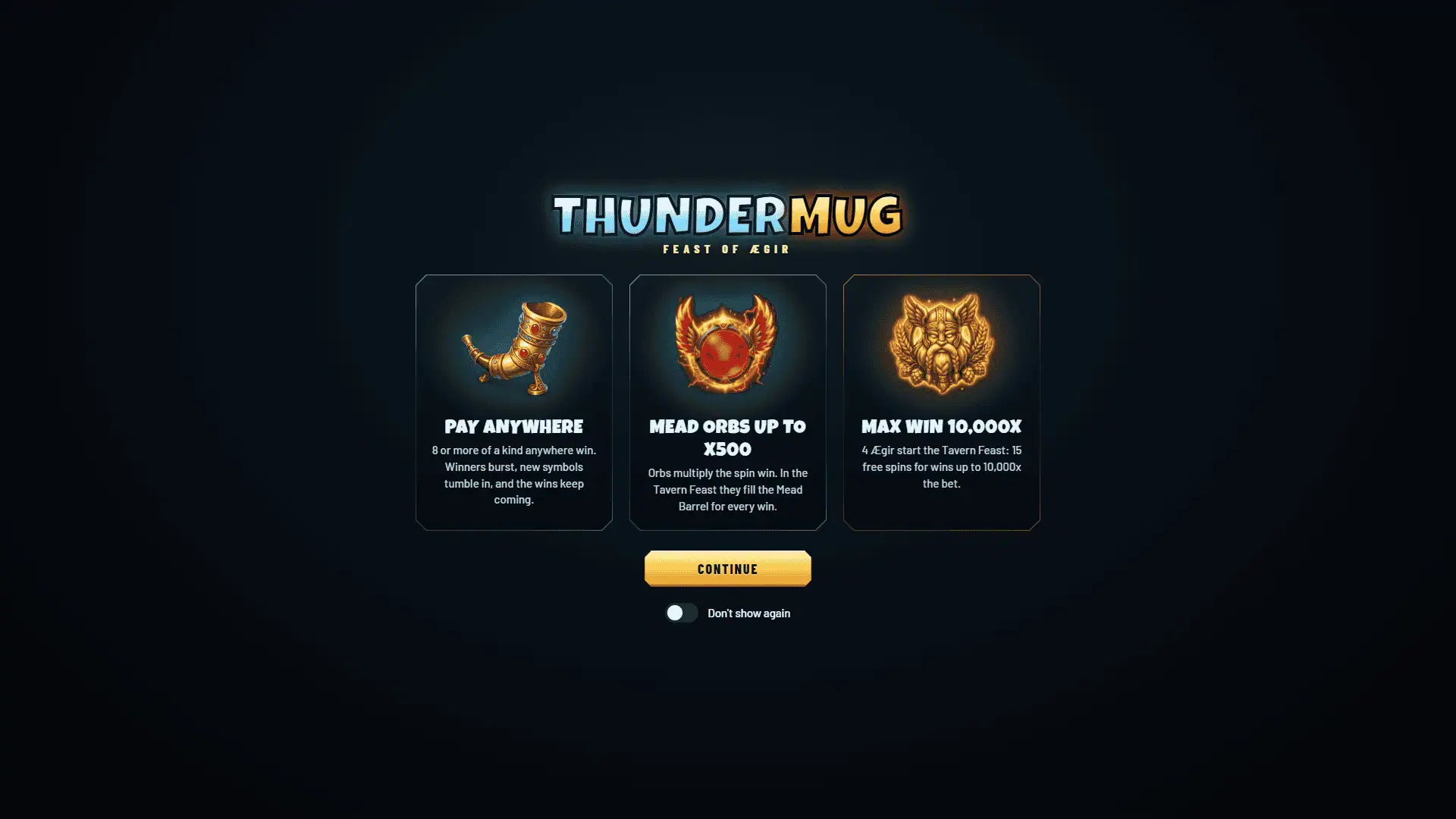 Thundermug slot intro screen