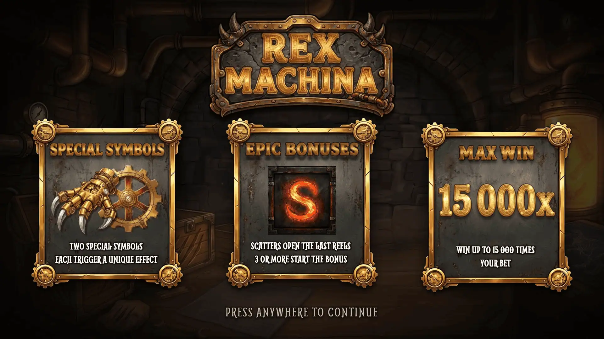 Rex Machina slot intro screen