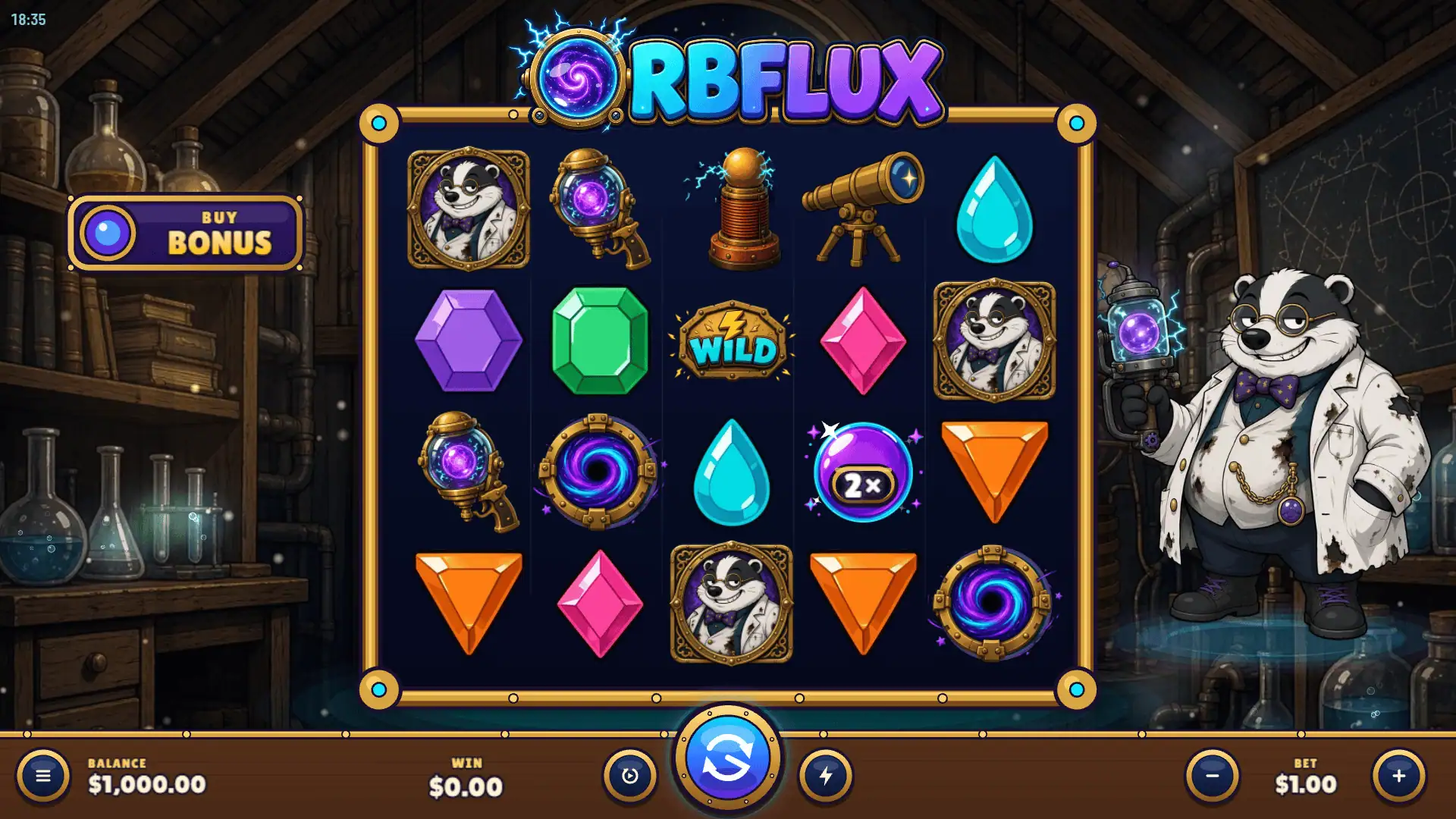Orbflux slot gameplay reels