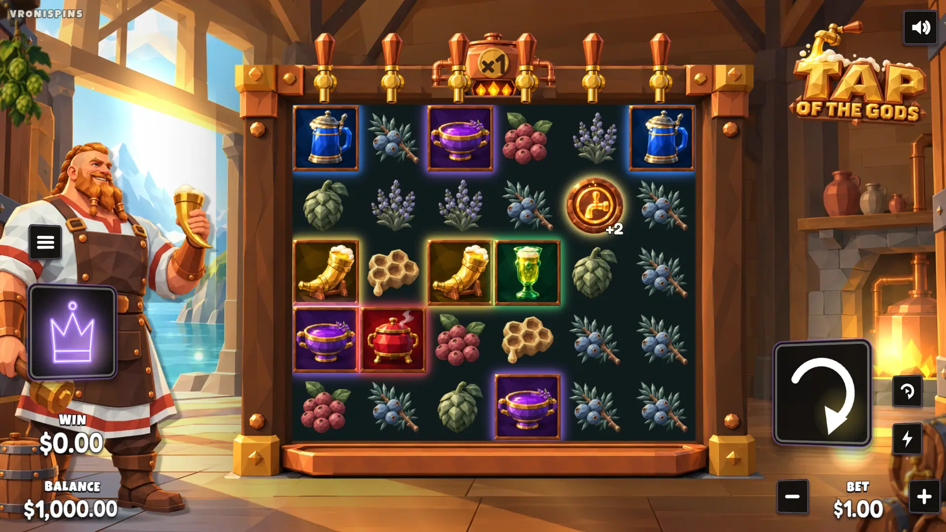 Tap of the Gods slot gameplay reels