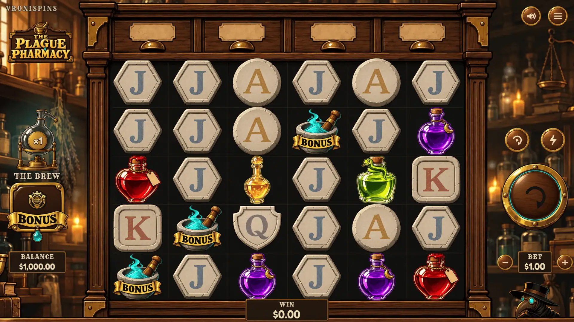The Plague Pharmacy slot gameplay reels