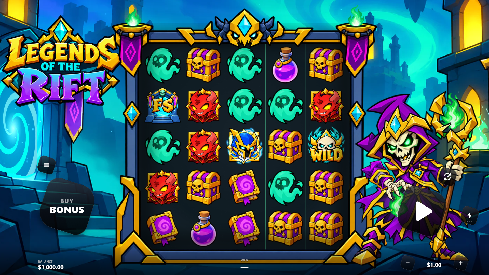 Legends of the Rift slot gameplay reels