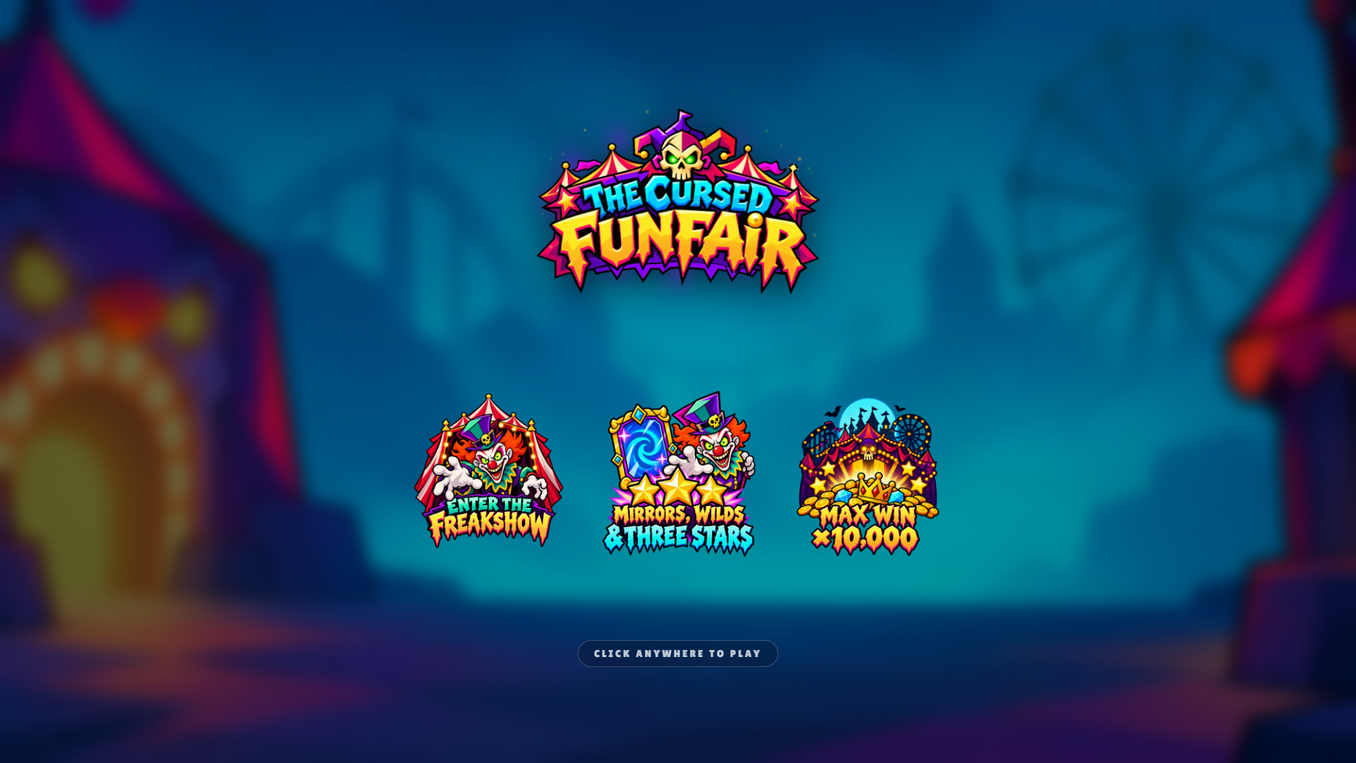 The Cursed Funfair slot intro screen