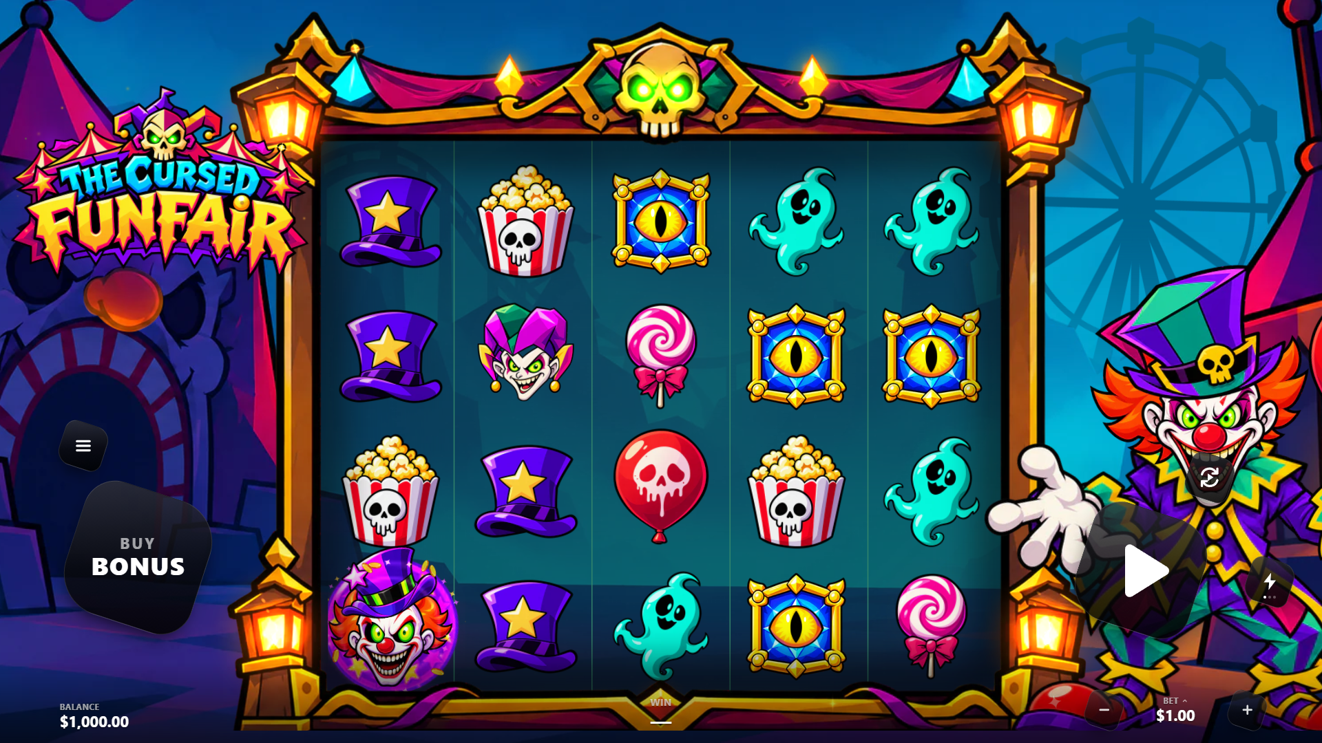 The Cursed Funfair slot gameplay reels