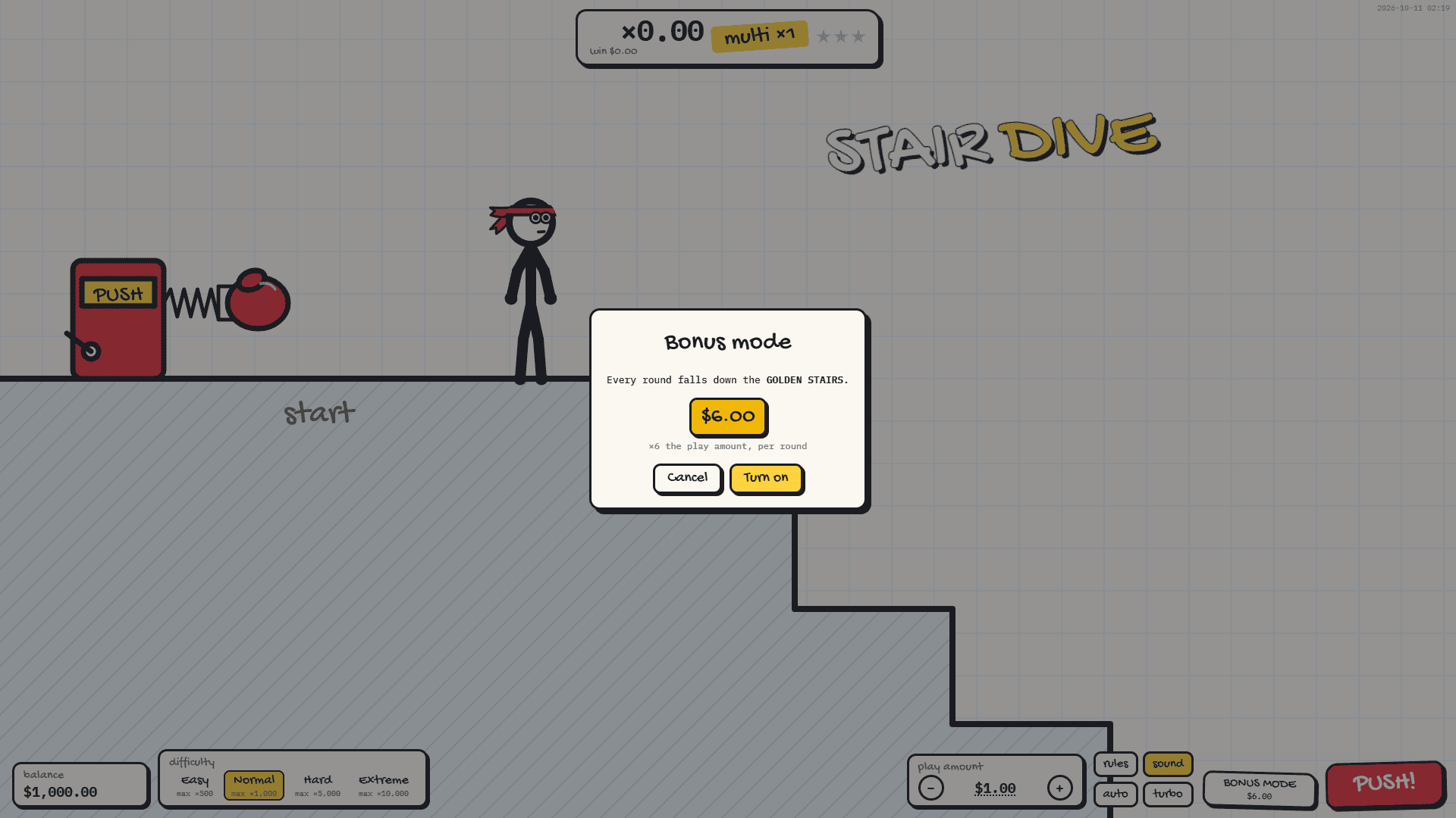 Stair Dive bonus buy menu