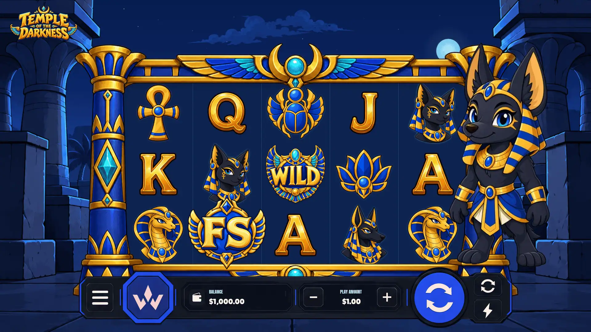 Temple of the Darkness slot gameplay reels