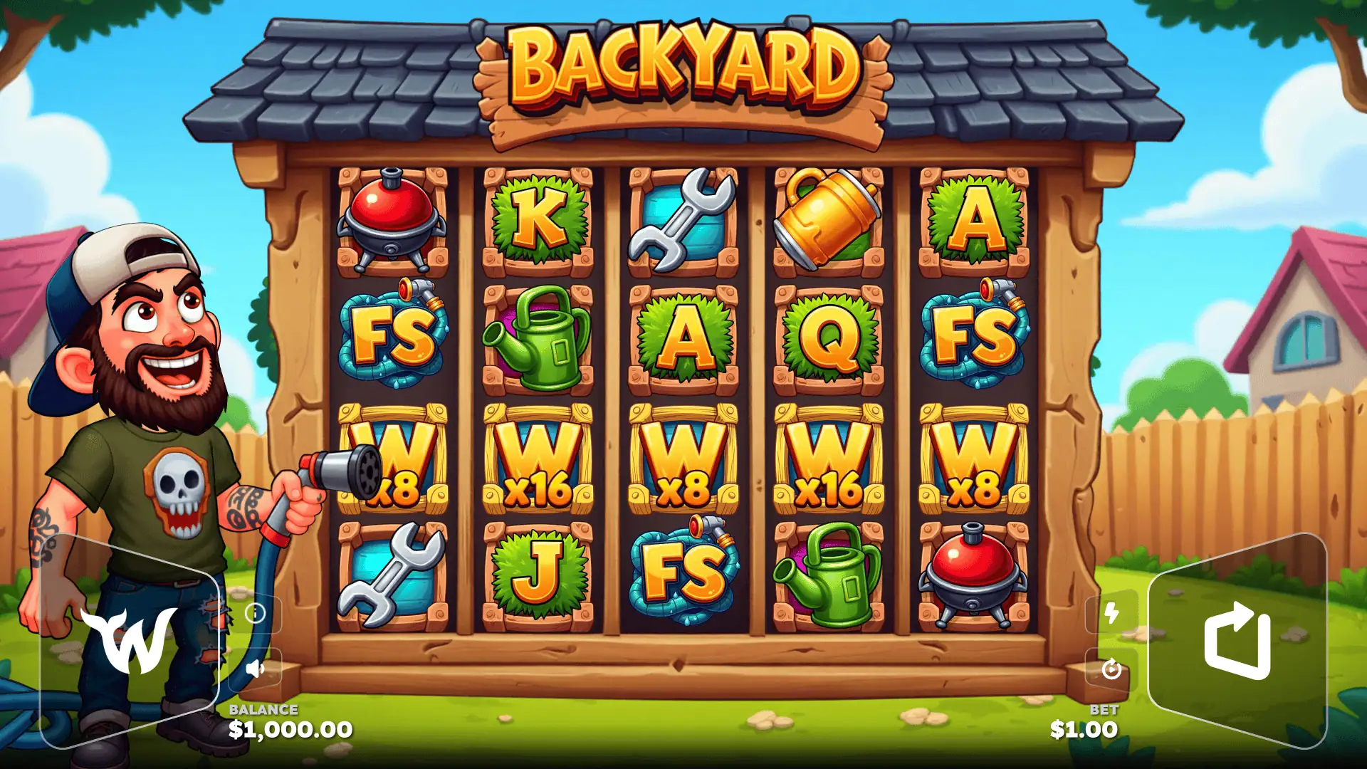 Backyard slot gameplay reels