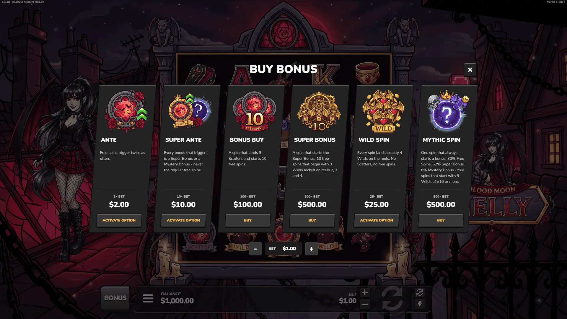 Blood Moon Nelly bonus buy menu