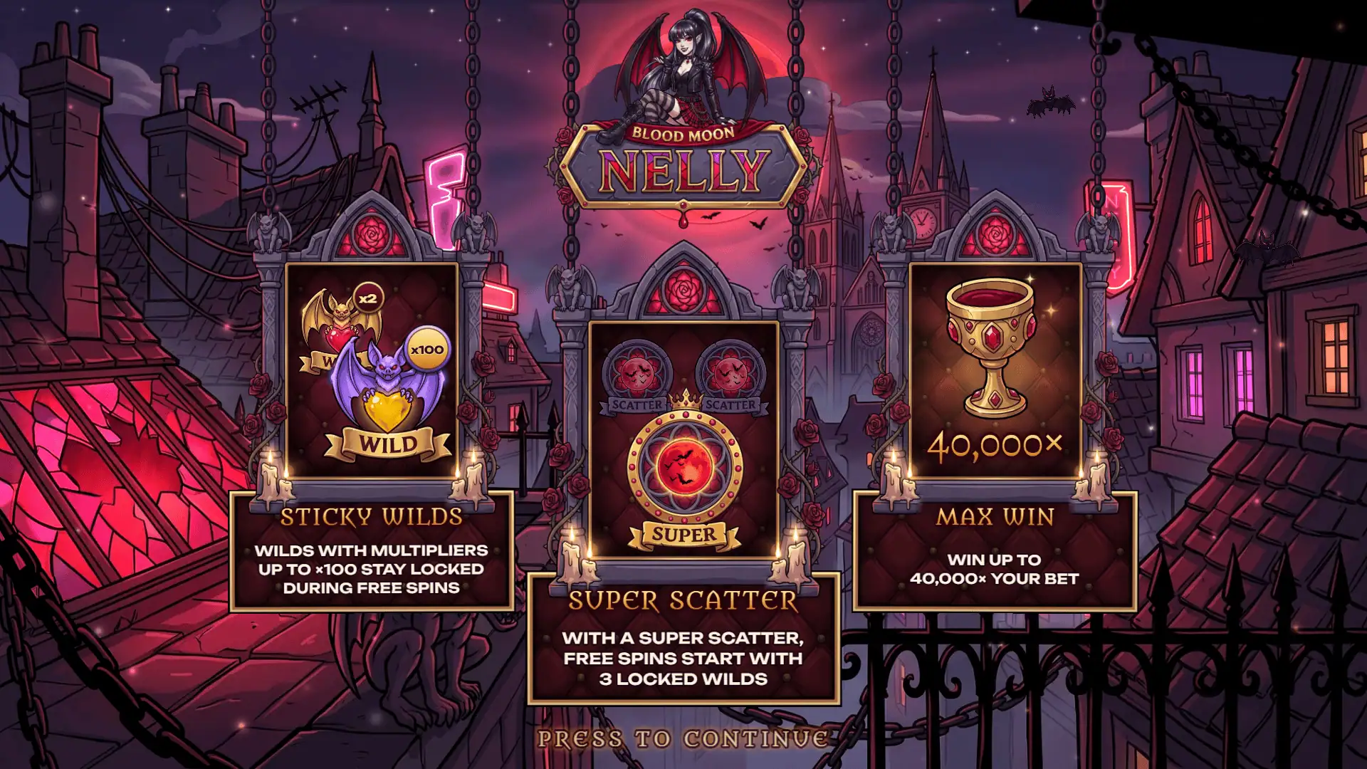 Blood Moon Nelly slot intro screen