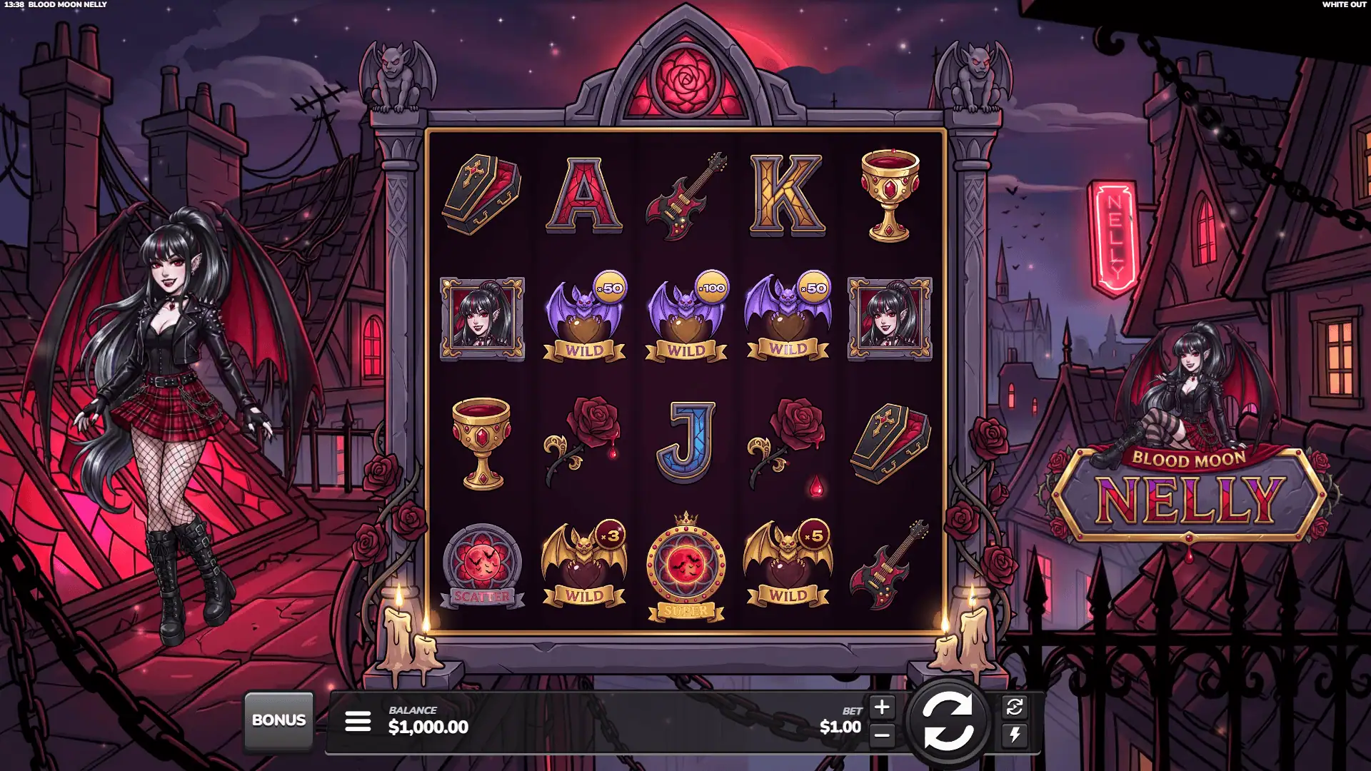 Blood Moon Nelly slot gameplay reels