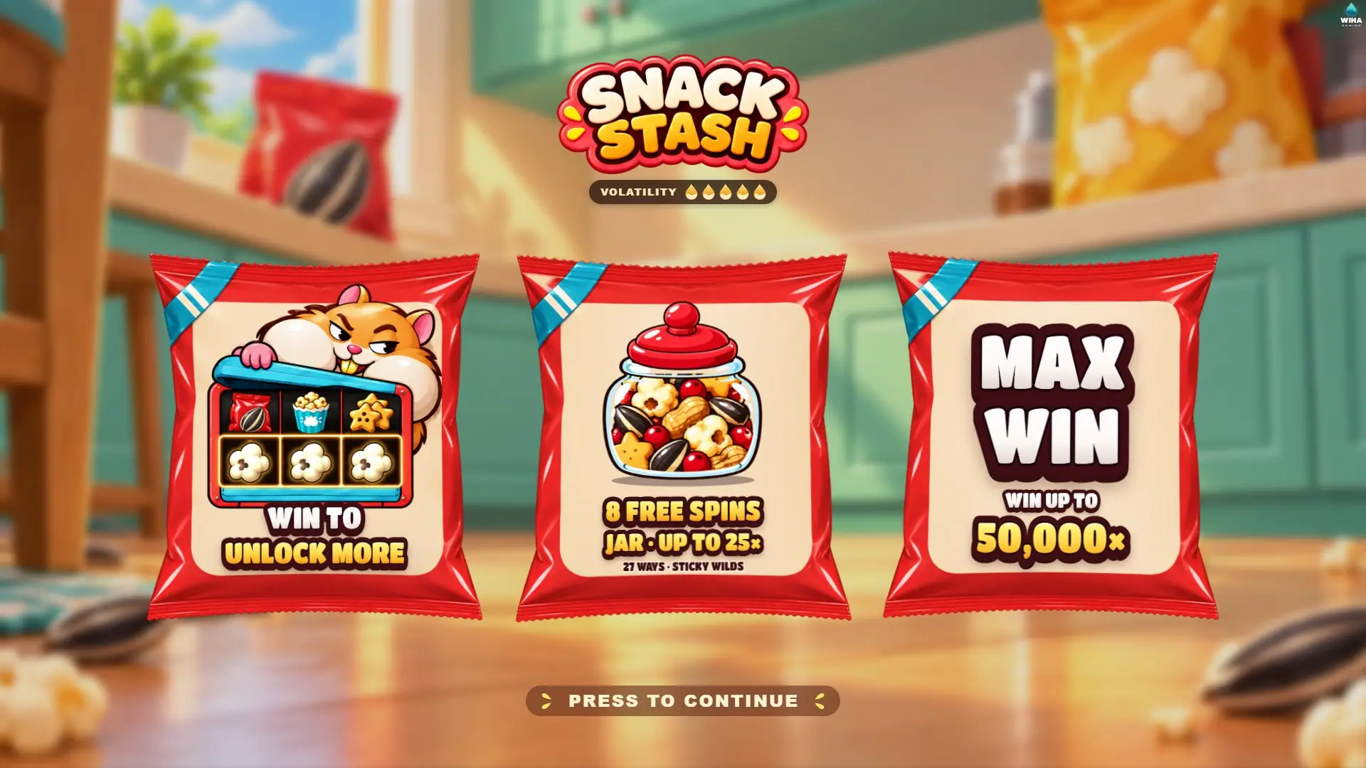 Snack Stash slot intro screen