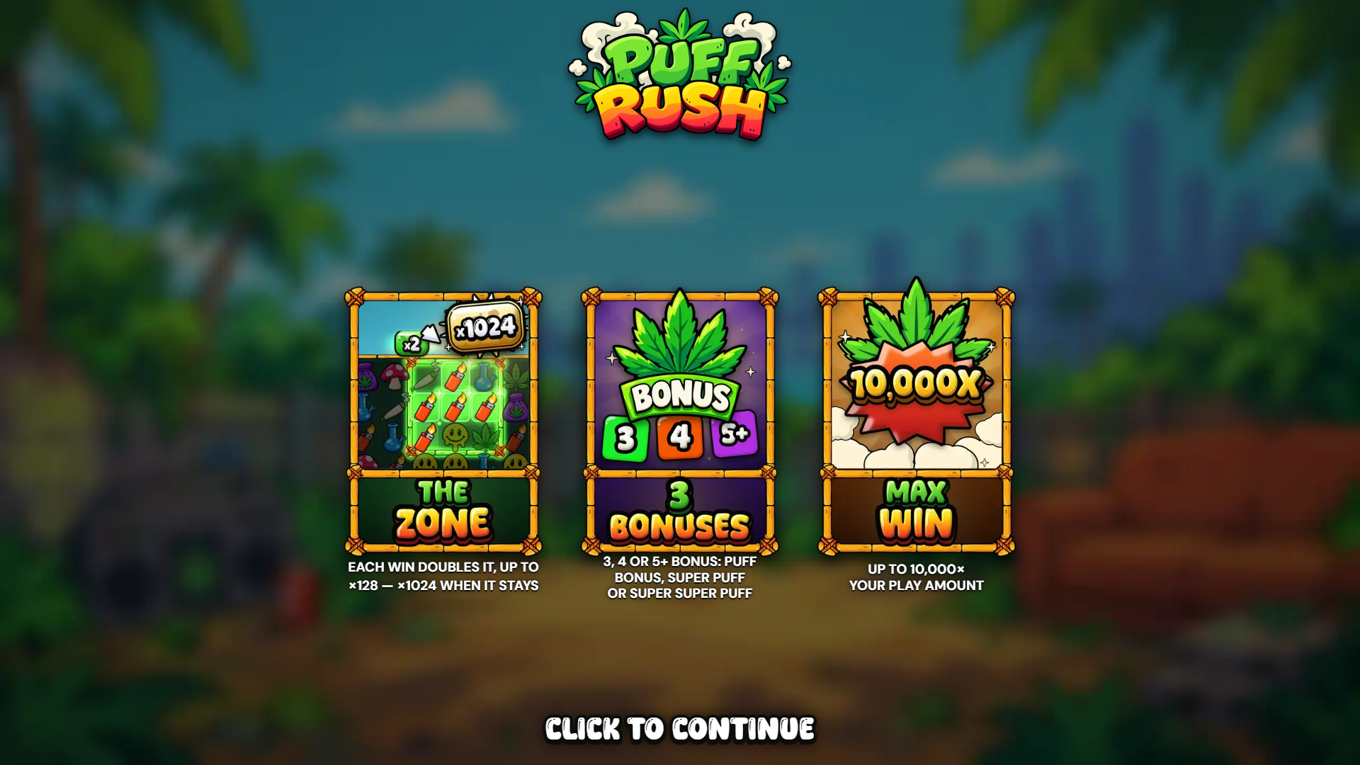 Puff Rush slot intro screen