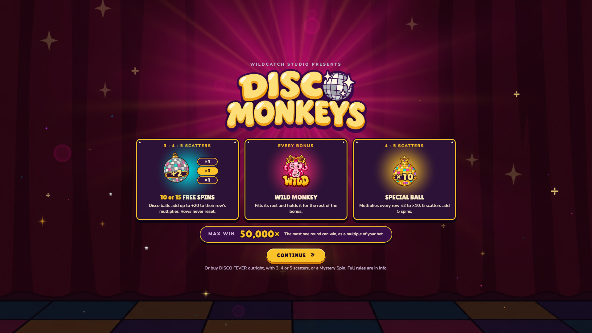 Disco Monkeys slot intro screen