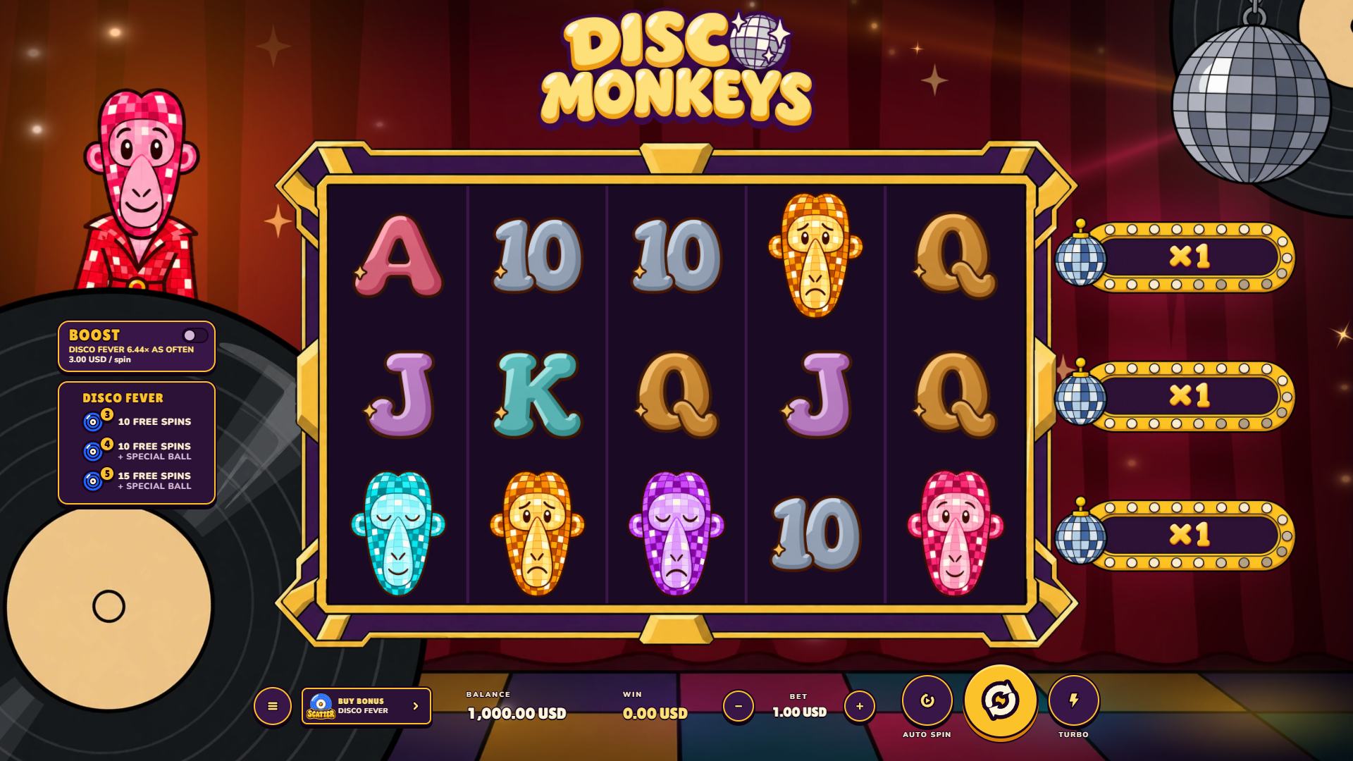Disco Monkeys slot gameplay reels