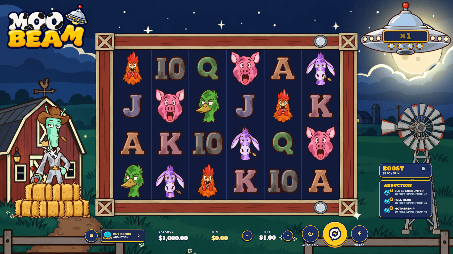 Moo Beam slot gameplay reels