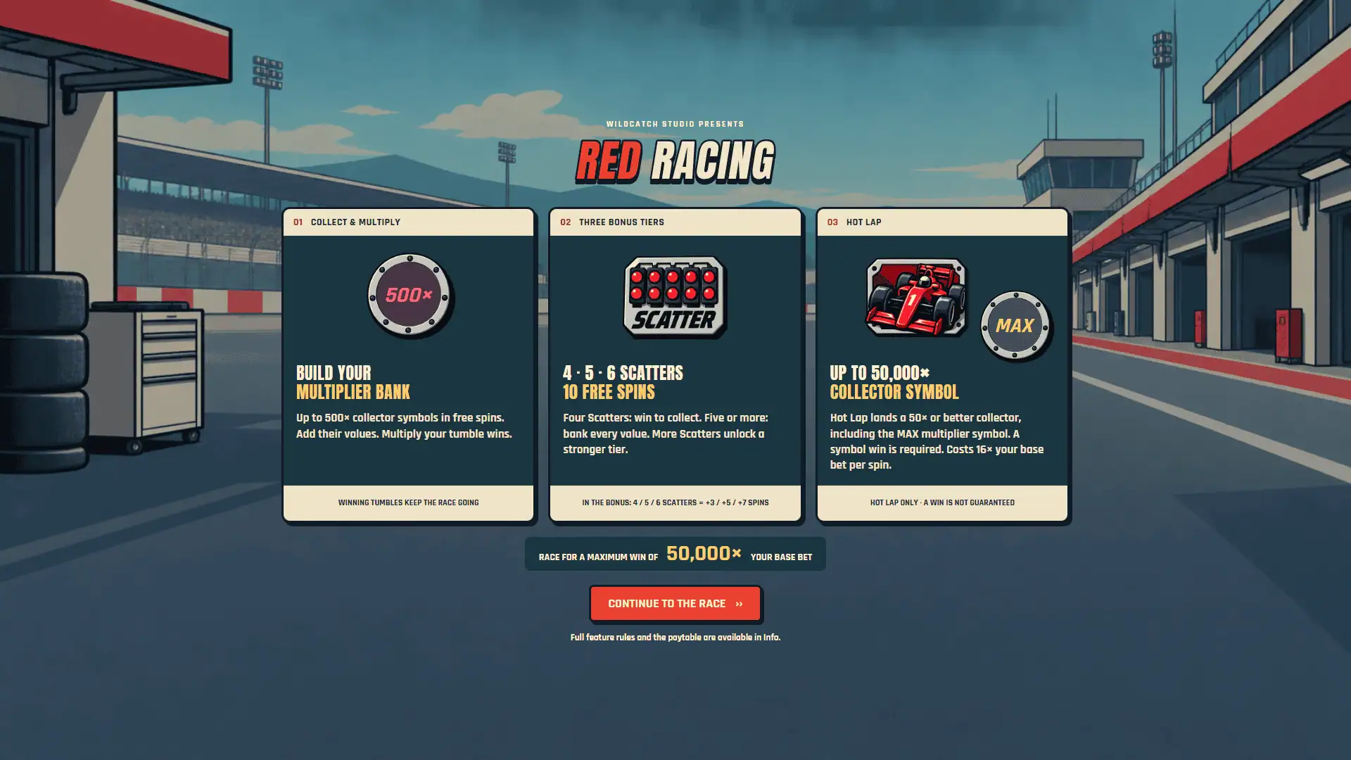 Red Racing slot intro screen