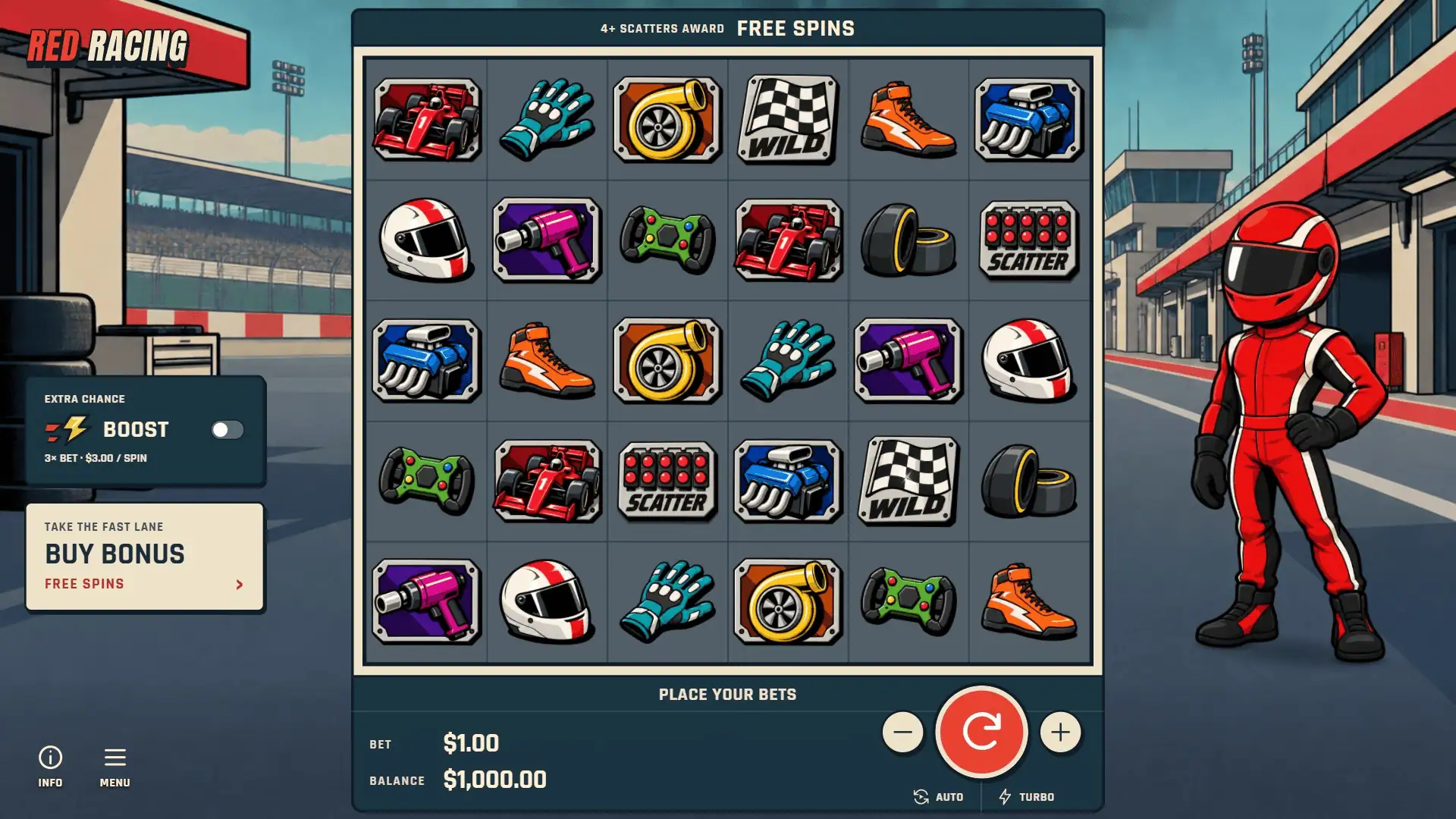Red Racing slot gameplay reels