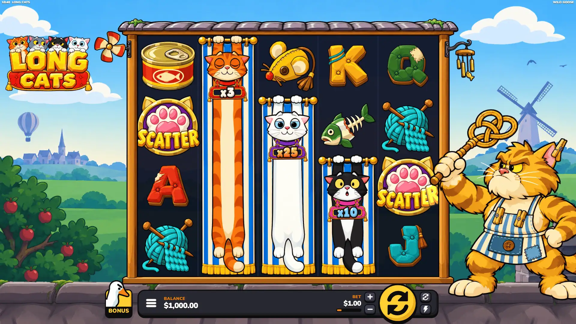 Long Cats slot gameplay reels