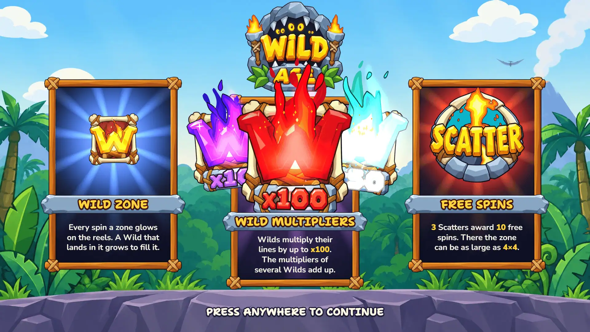 Wild Age slot intro screen