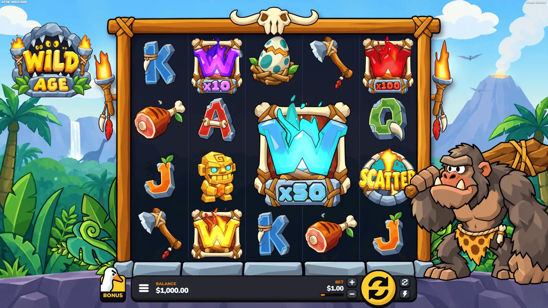 Wild Age slot gameplay reels