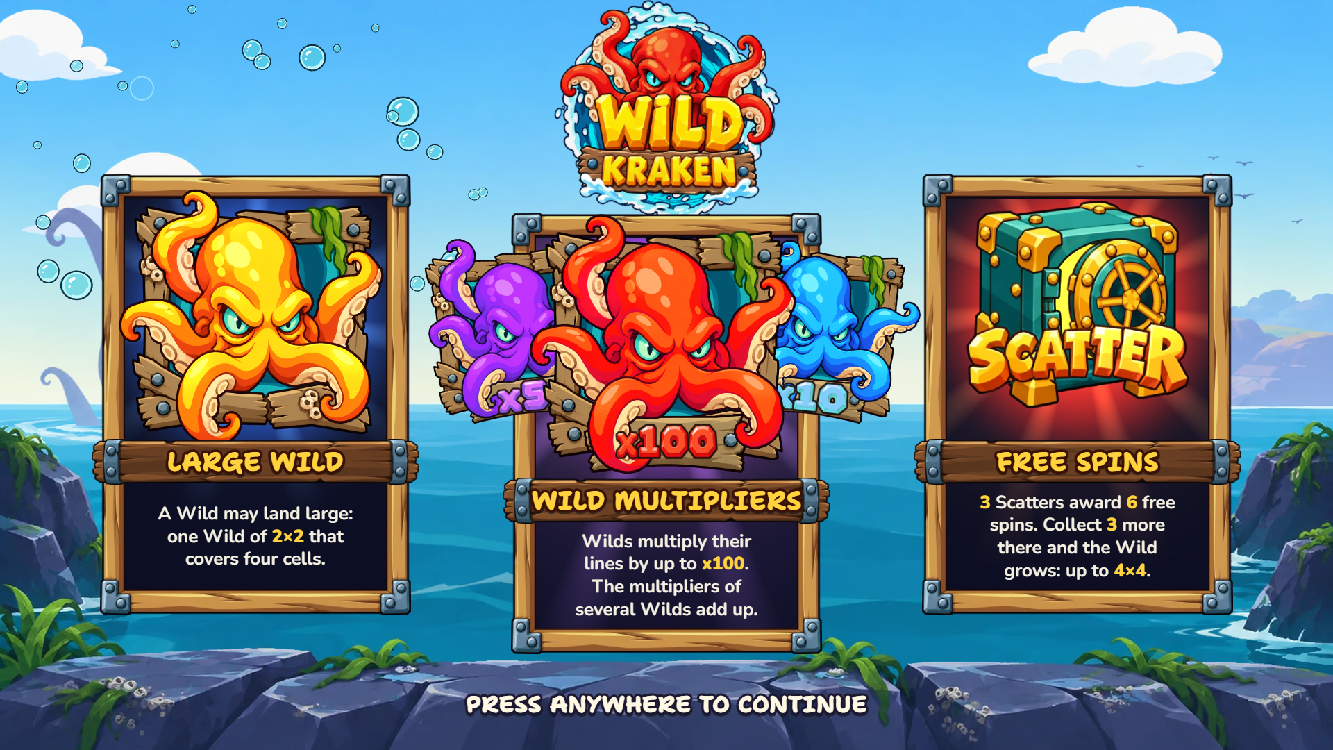 Wild Kraken slot intro screen