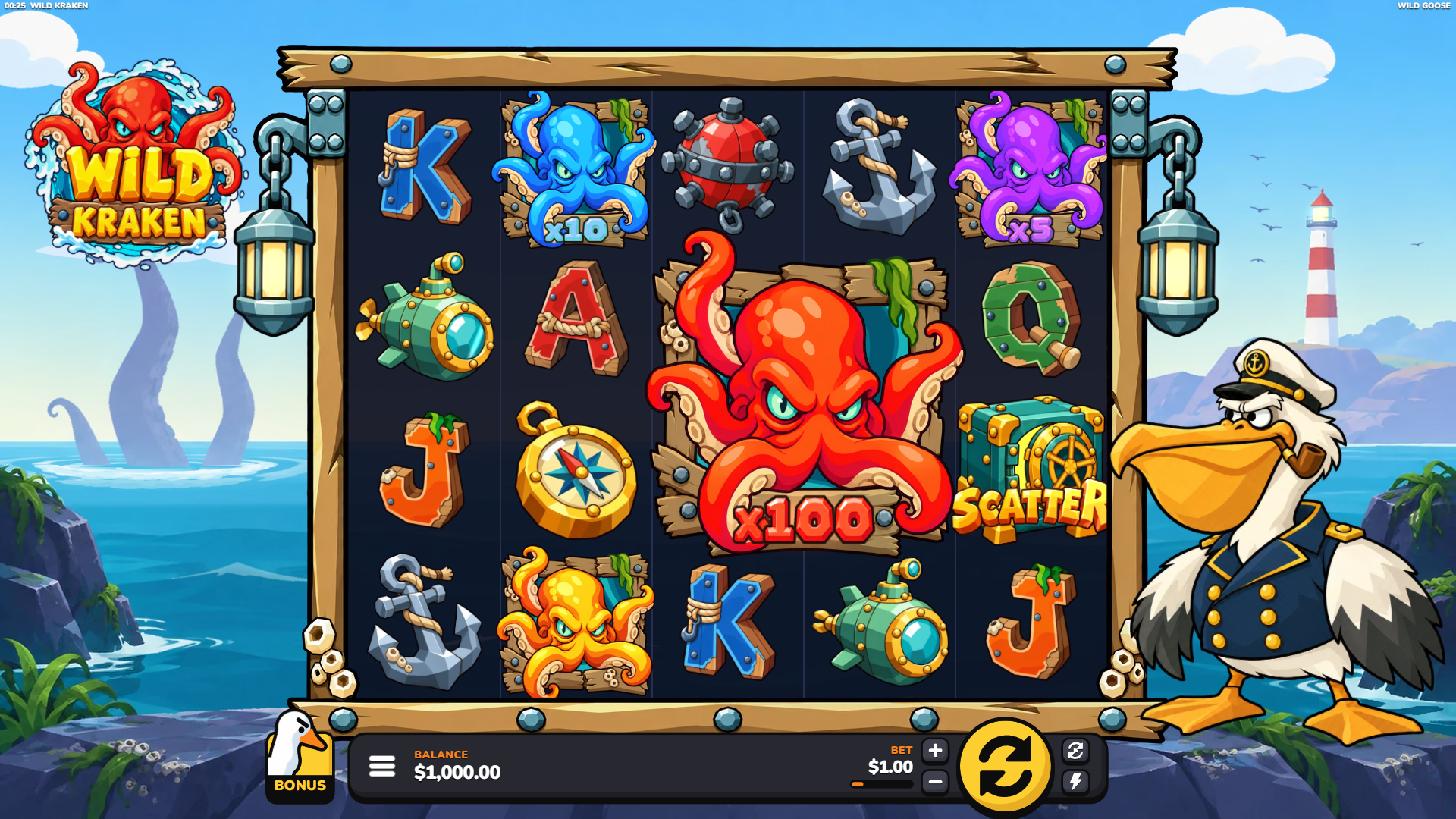 Wild Kraken slot gameplay reels