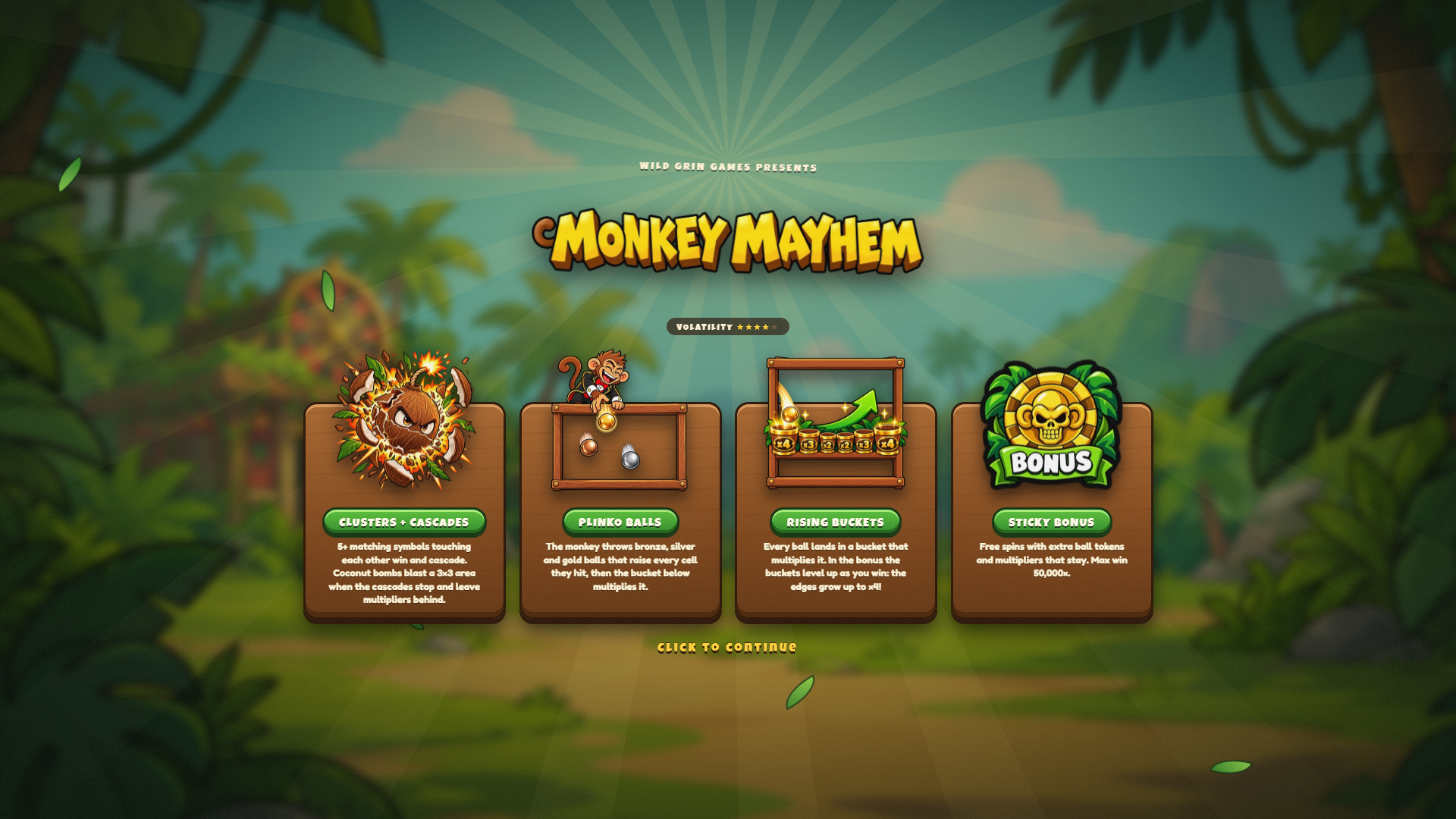 Monkey Mayhem slot intro screen