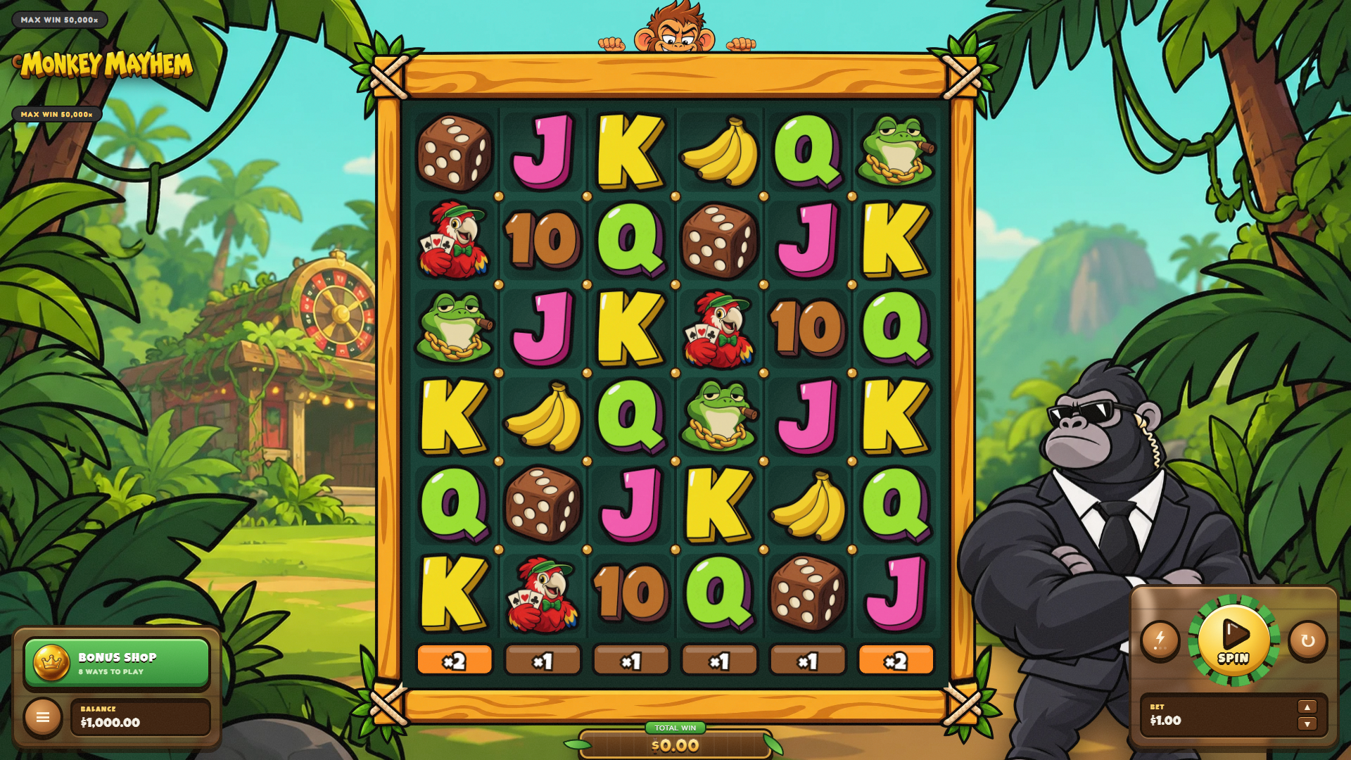 Monkey Mayhem slot gameplay reels