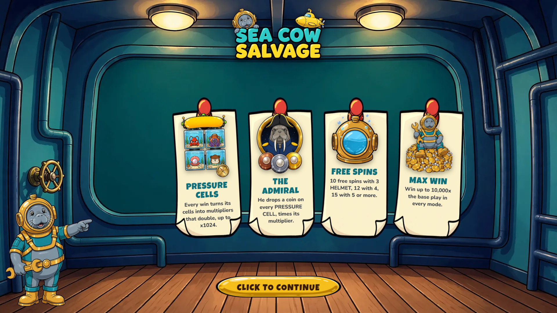 Sea Cow Salvage slot intro screen