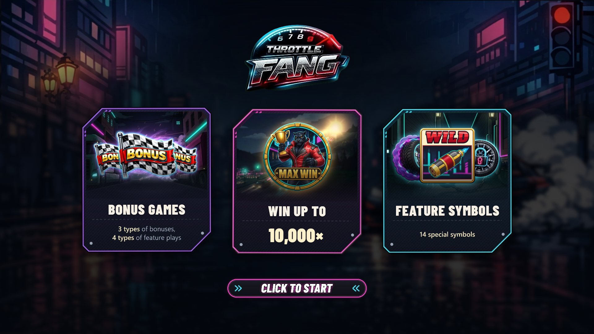 Throttle Fang slot intro screen
