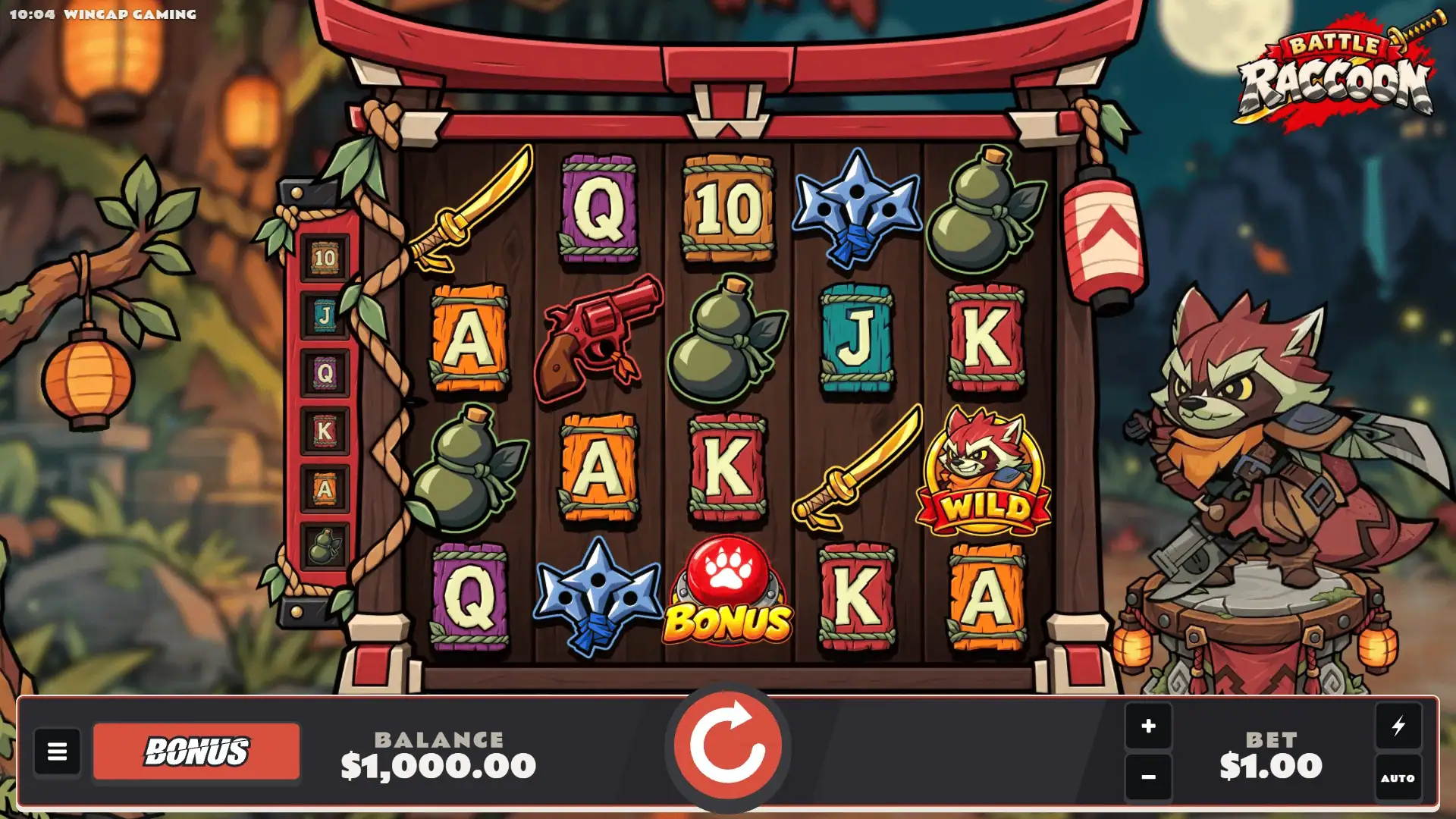 Battle Raccoon slot gameplay reels