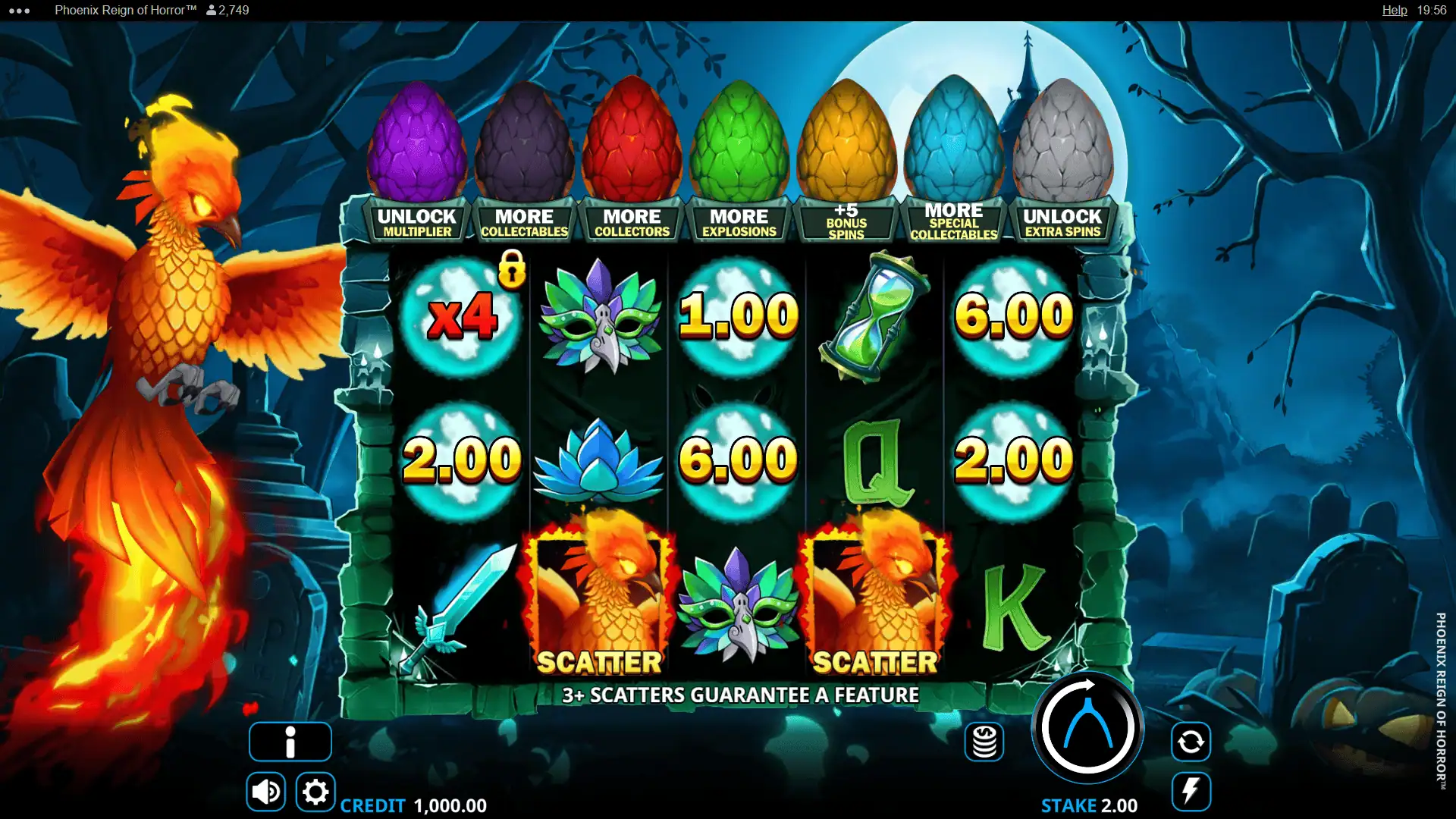 Phoenix Reign of Horror slot gameplay reels