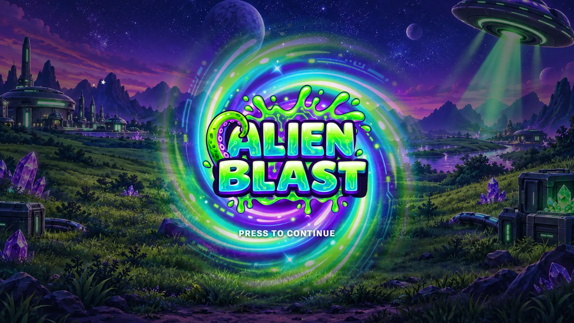 Alien Blast slot intro screen