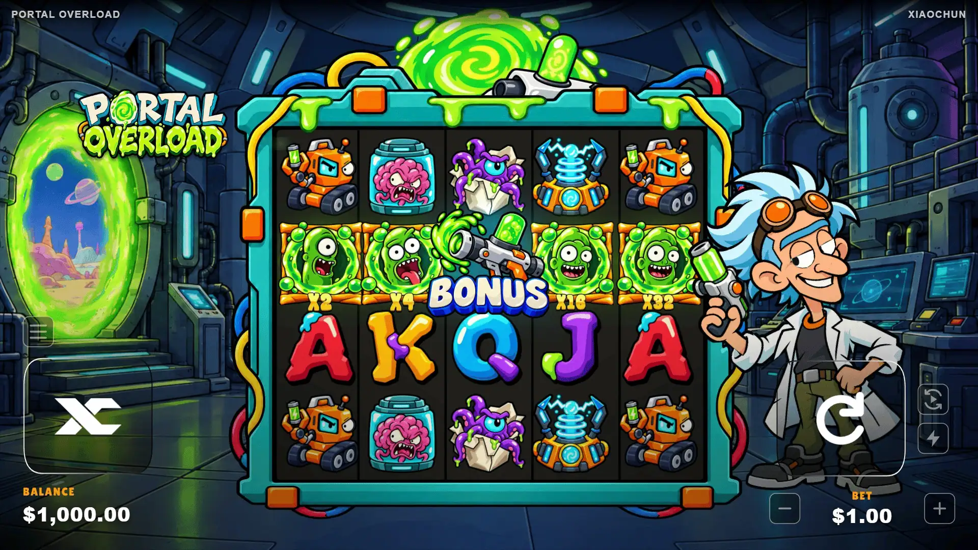 Portal Overload slot gameplay reels