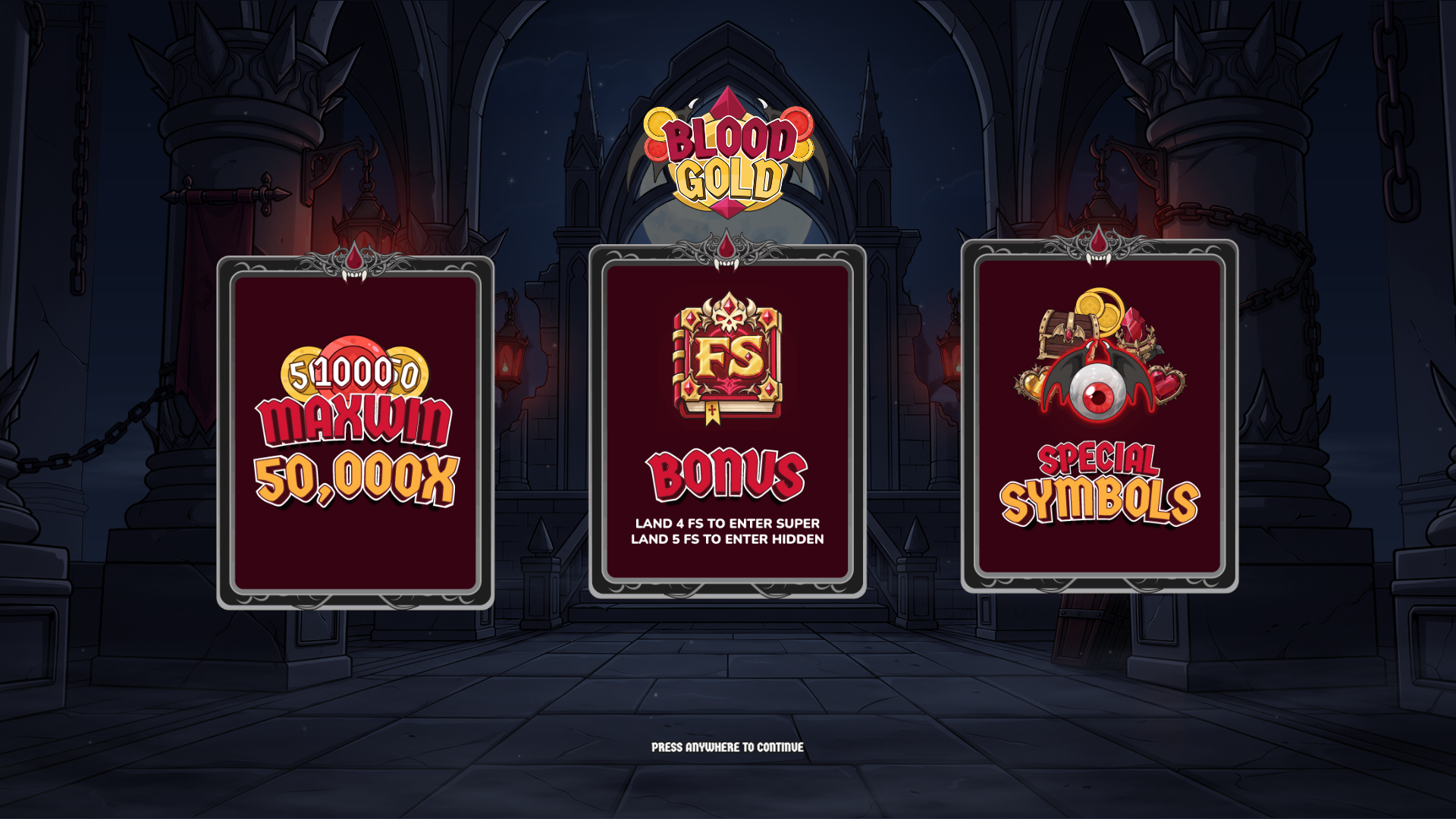 Blood Gold slot intro screen