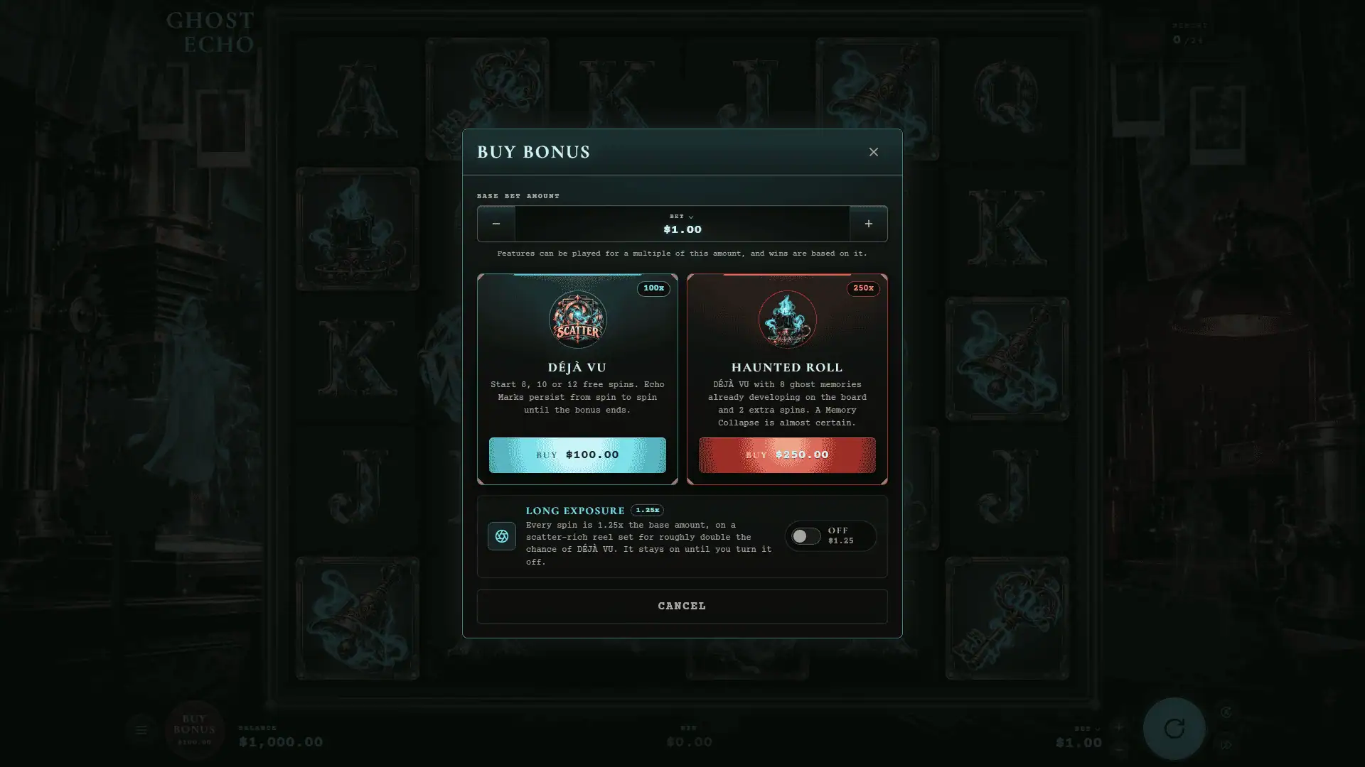 GHOST Echo bonus buy menu