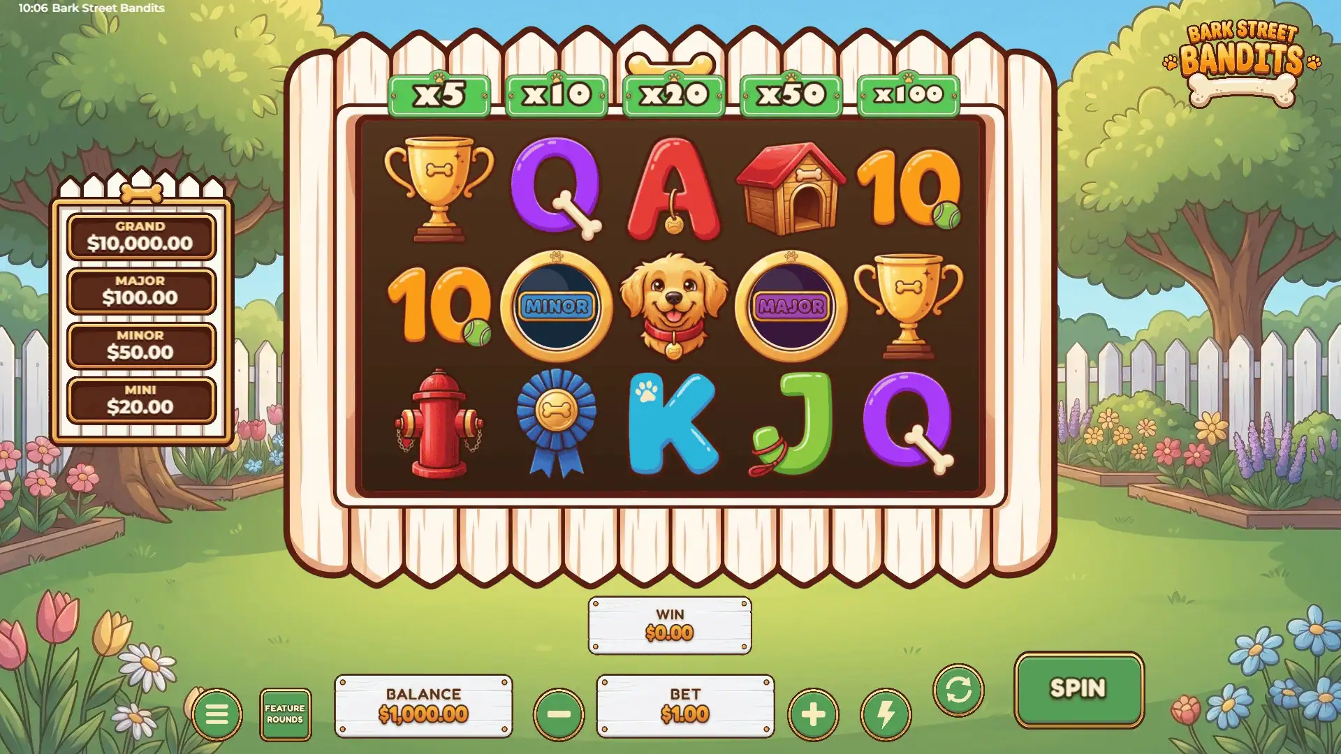 Bark Street Bandits slot gameplay reels