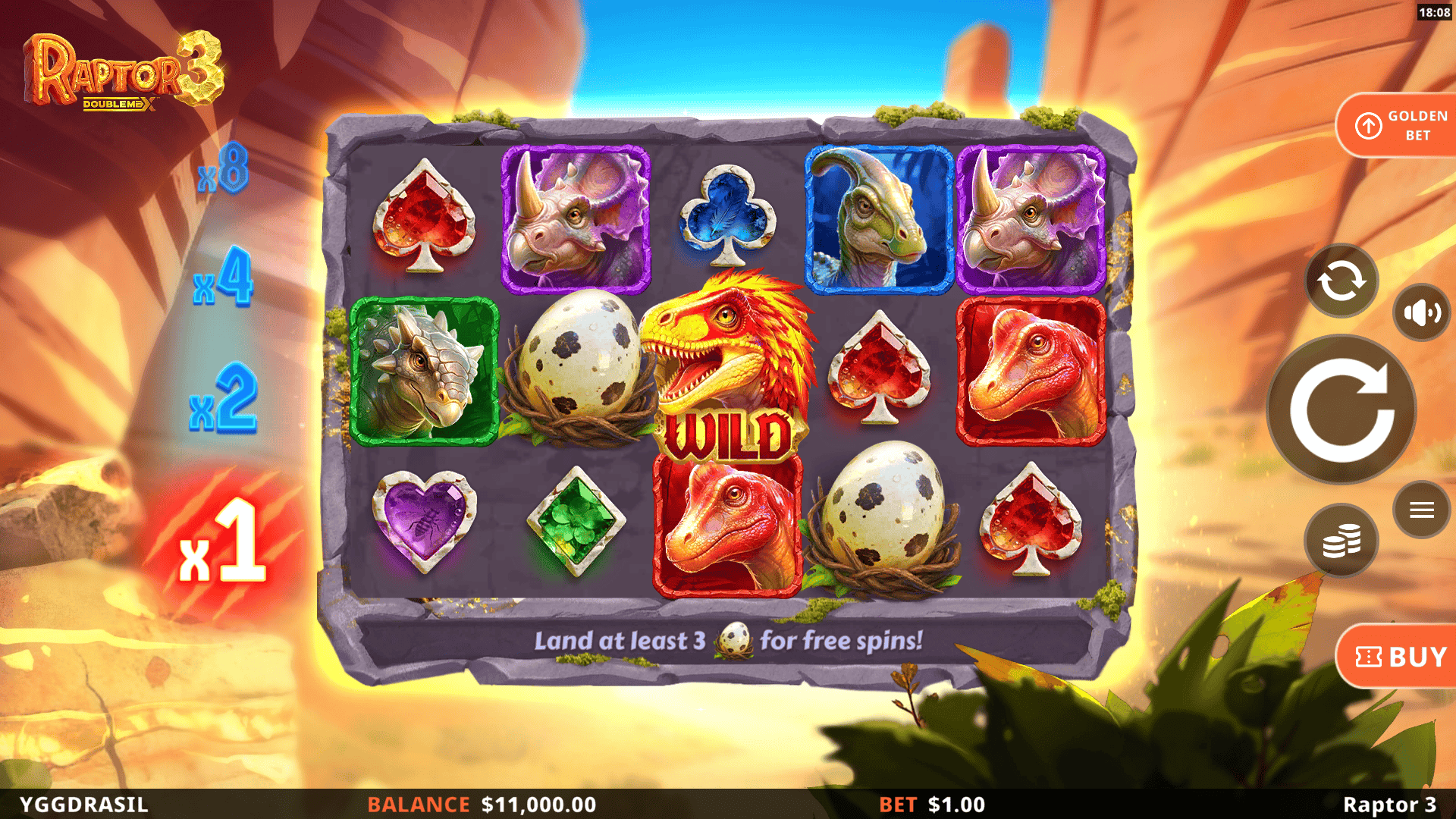 Raptor 3 slot gameplay reels