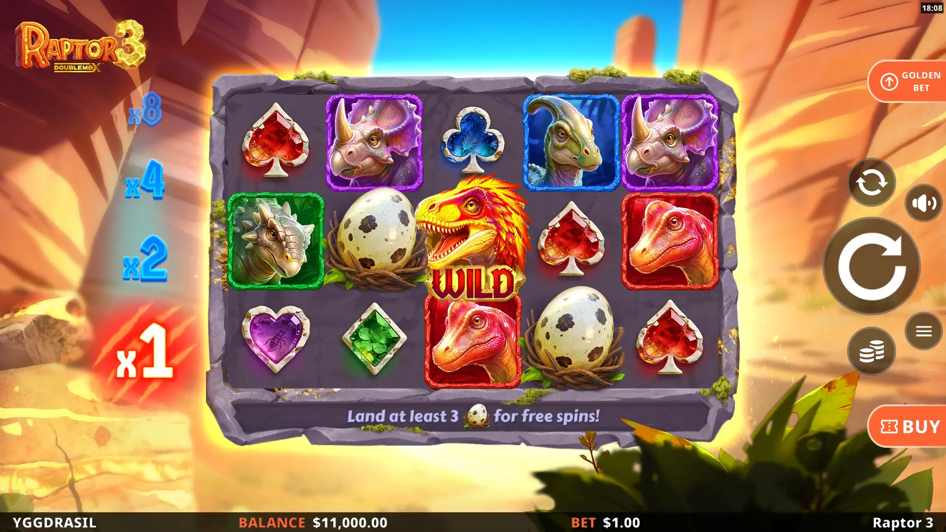 Raptor 3 slot gameplay reels