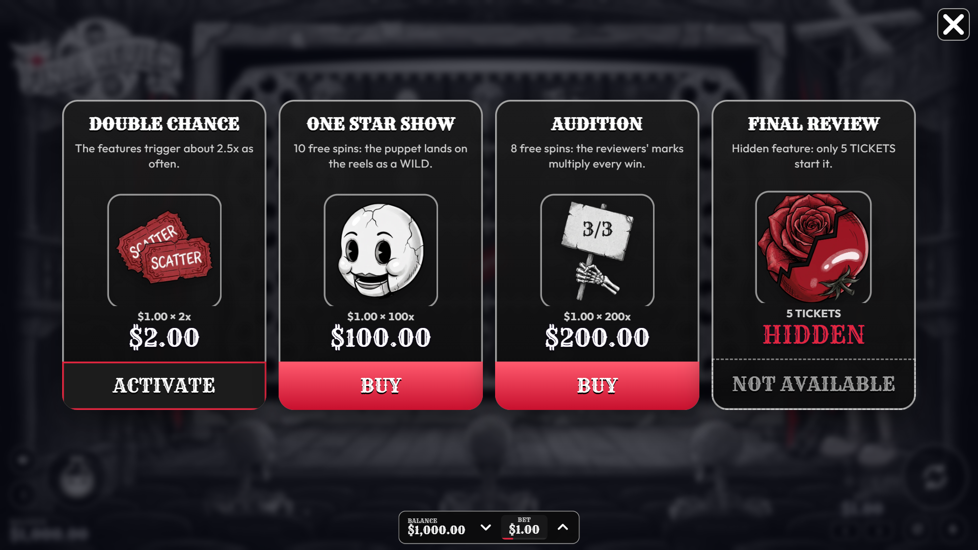 Final Review bonus buy menu