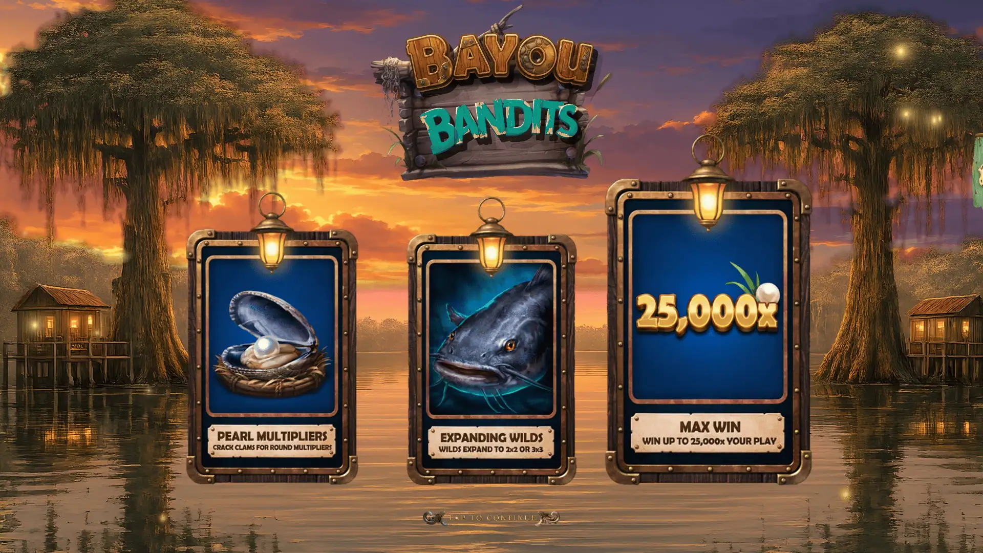 Bayou Bandits slot intro screen