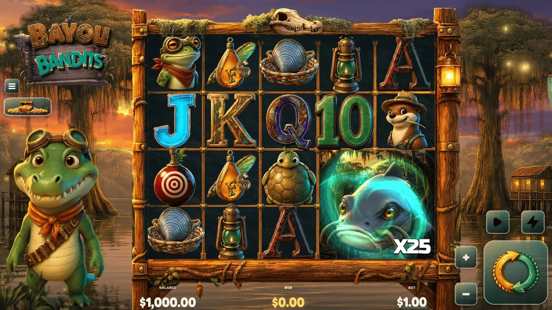 Bayou Bandits slot gameplay reels