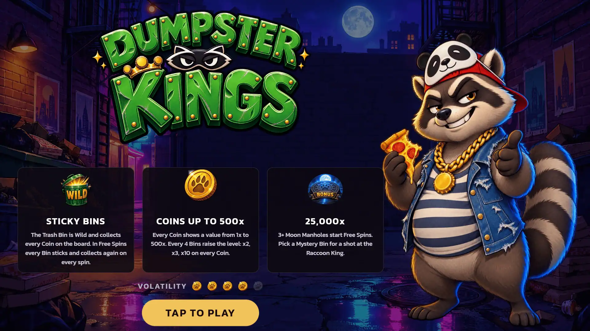 Dumpster Kings slot intro screen