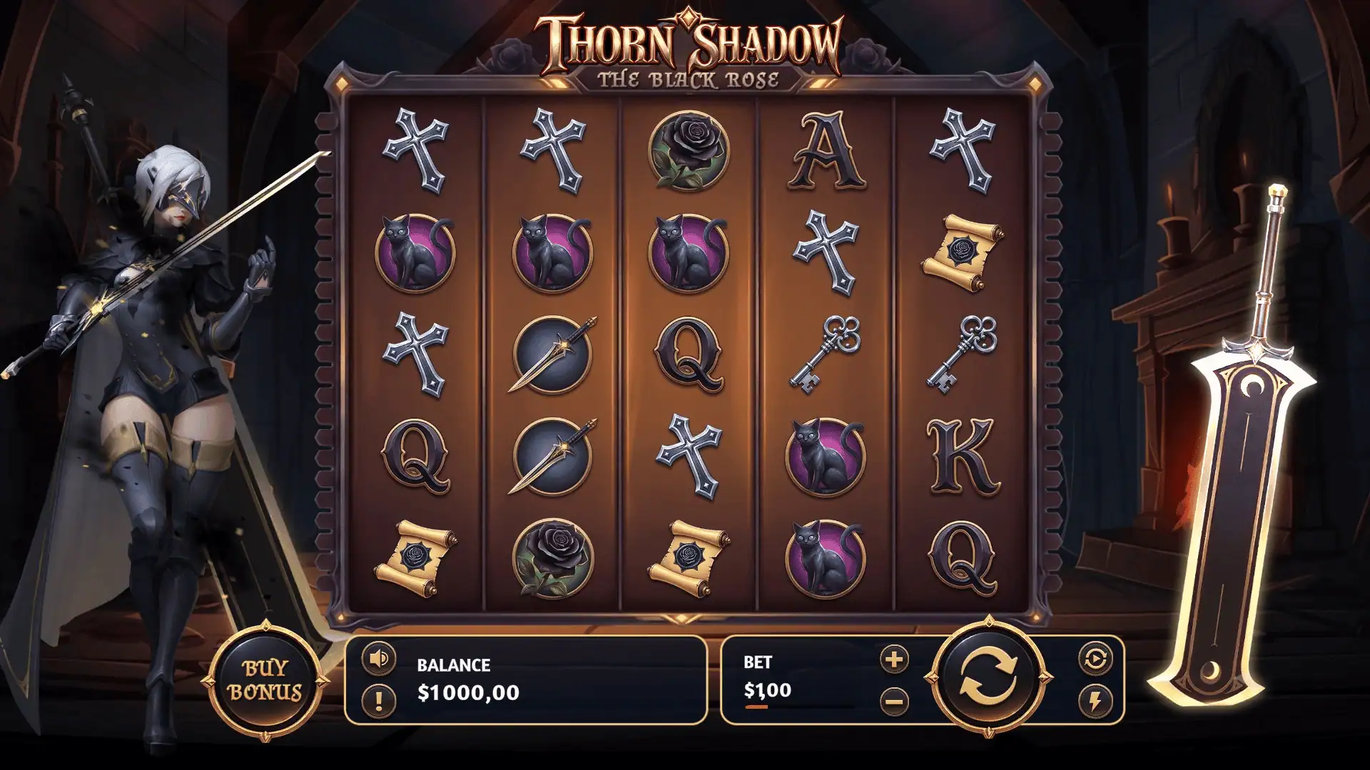 Thorn Shadow slot gameplay reels