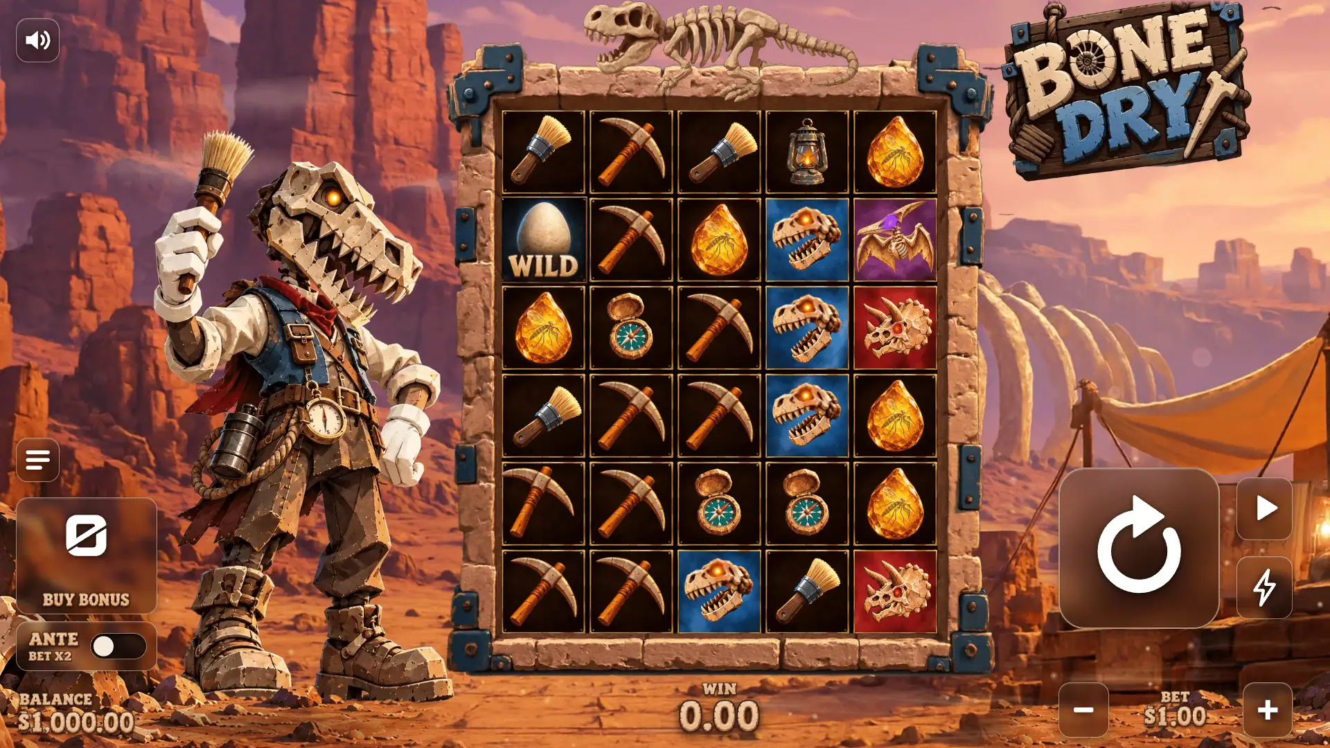Bone Dry slot gameplay reels