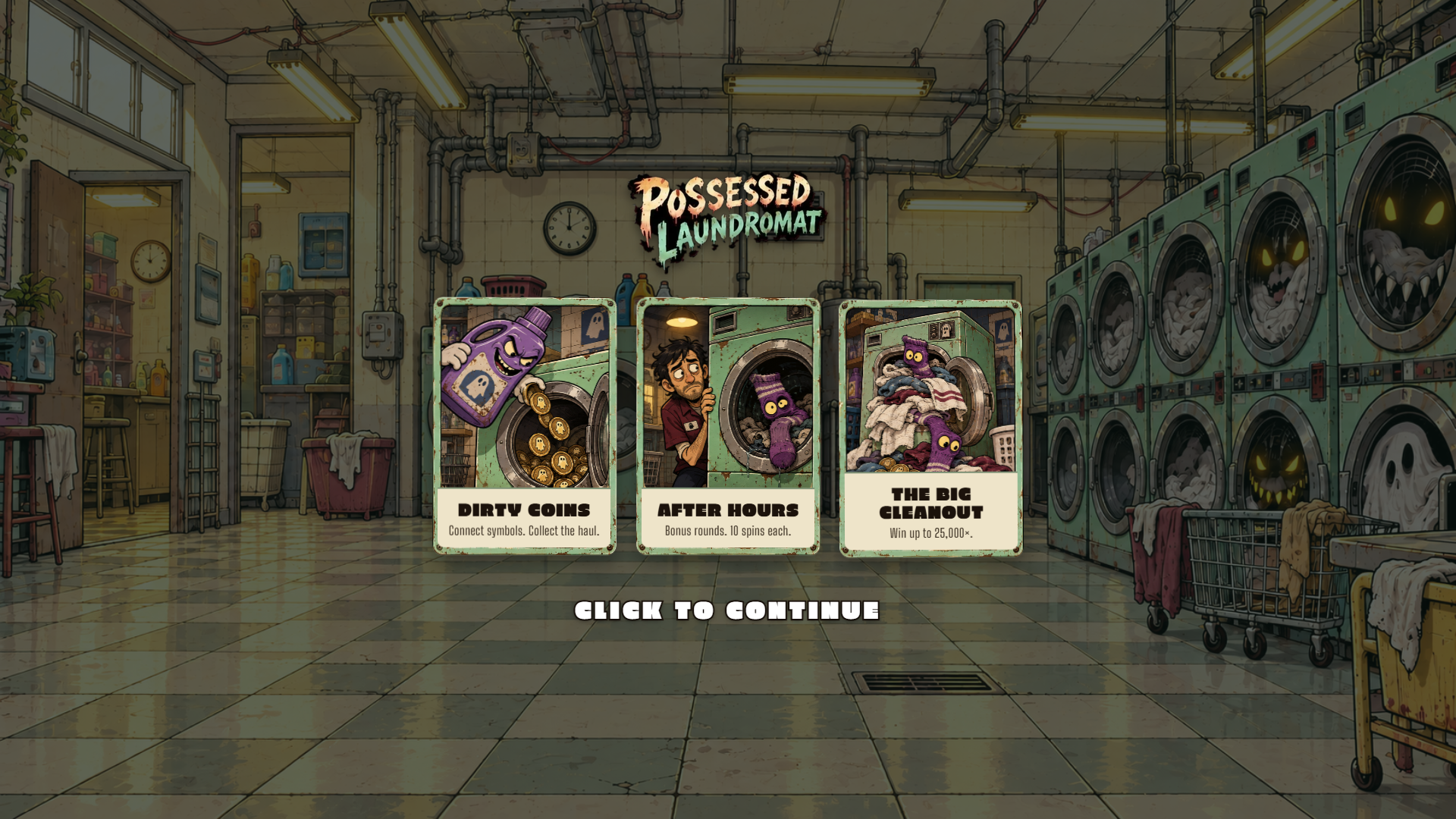 Possessed Laundromat slot intro screen
